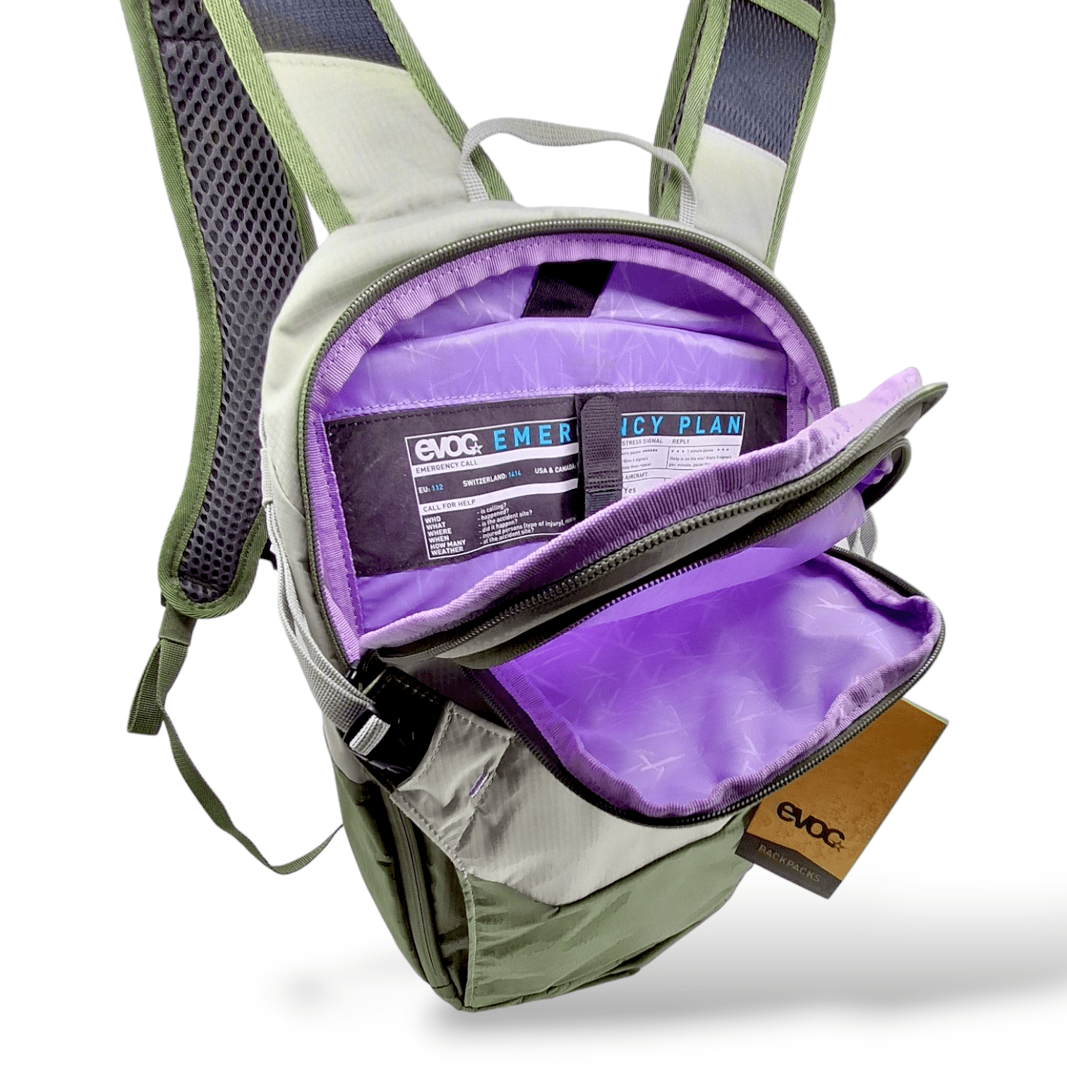 Evoc Ride Performance Backpack 8L 2022: Stone/Dark Olive One Size