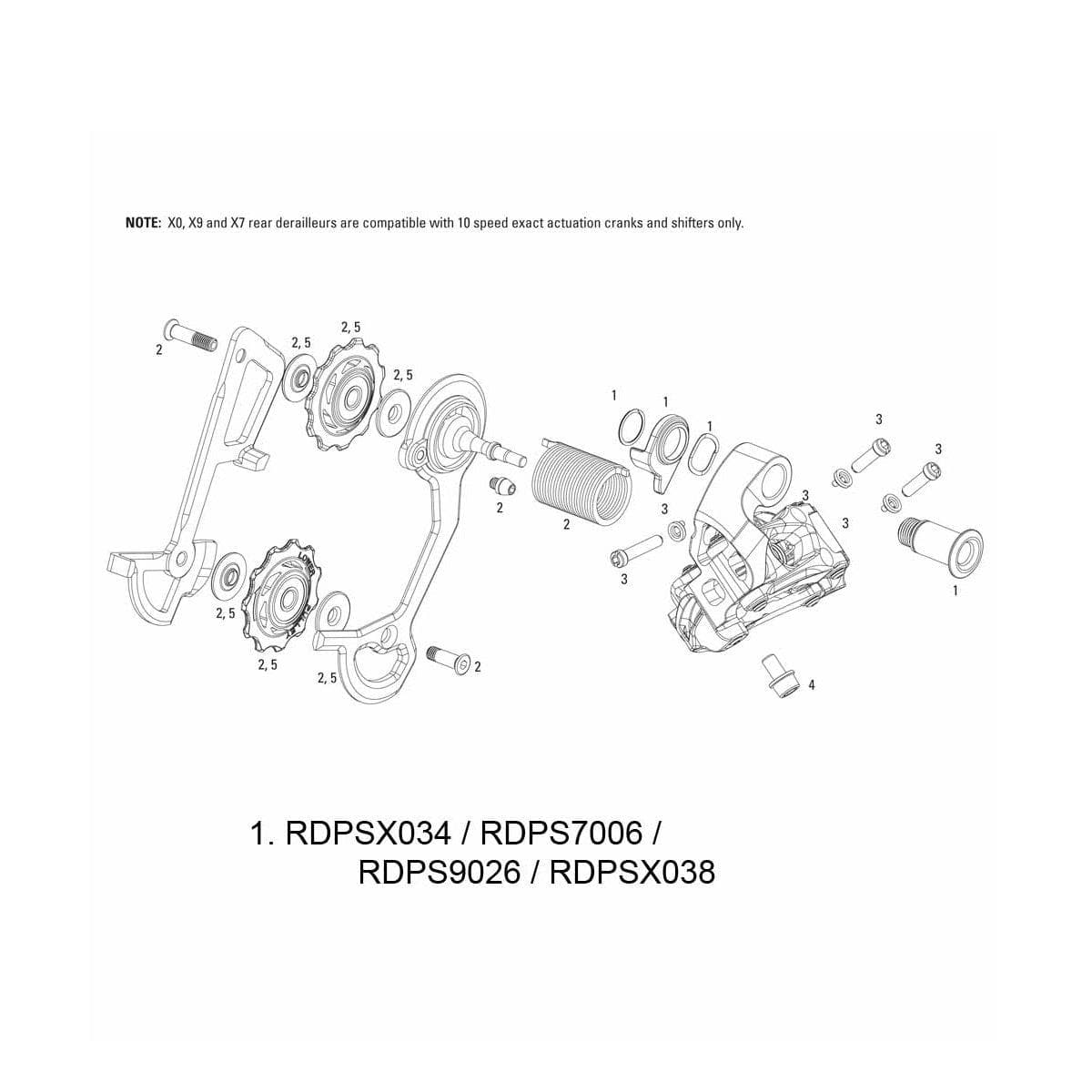 Sram Spare - Rear Derailleur Hanger Bolt Kit X7/Type2 10 Speed: