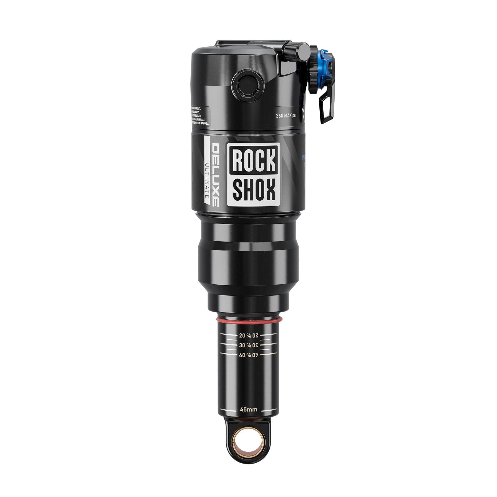 RockShox Rear Shock Deluxe Ultimate RCT - Trunnion Standard - C2: BLACK WITH SILVER DECALS 165X42.5