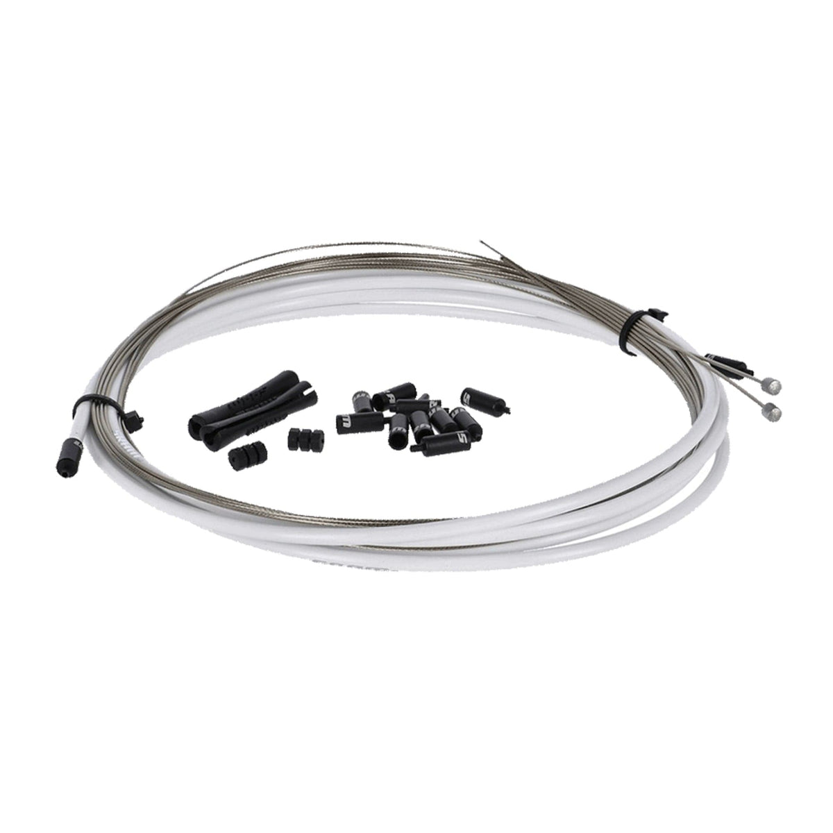 Sram Slickwire Road And Mtb Shift Cable Kit 4Mm (2X 2300Mm 1.1Mm Coated Cables, 4Mm Nylon Braided Housing, Ferrules, End Caps, Frame Protectors): White