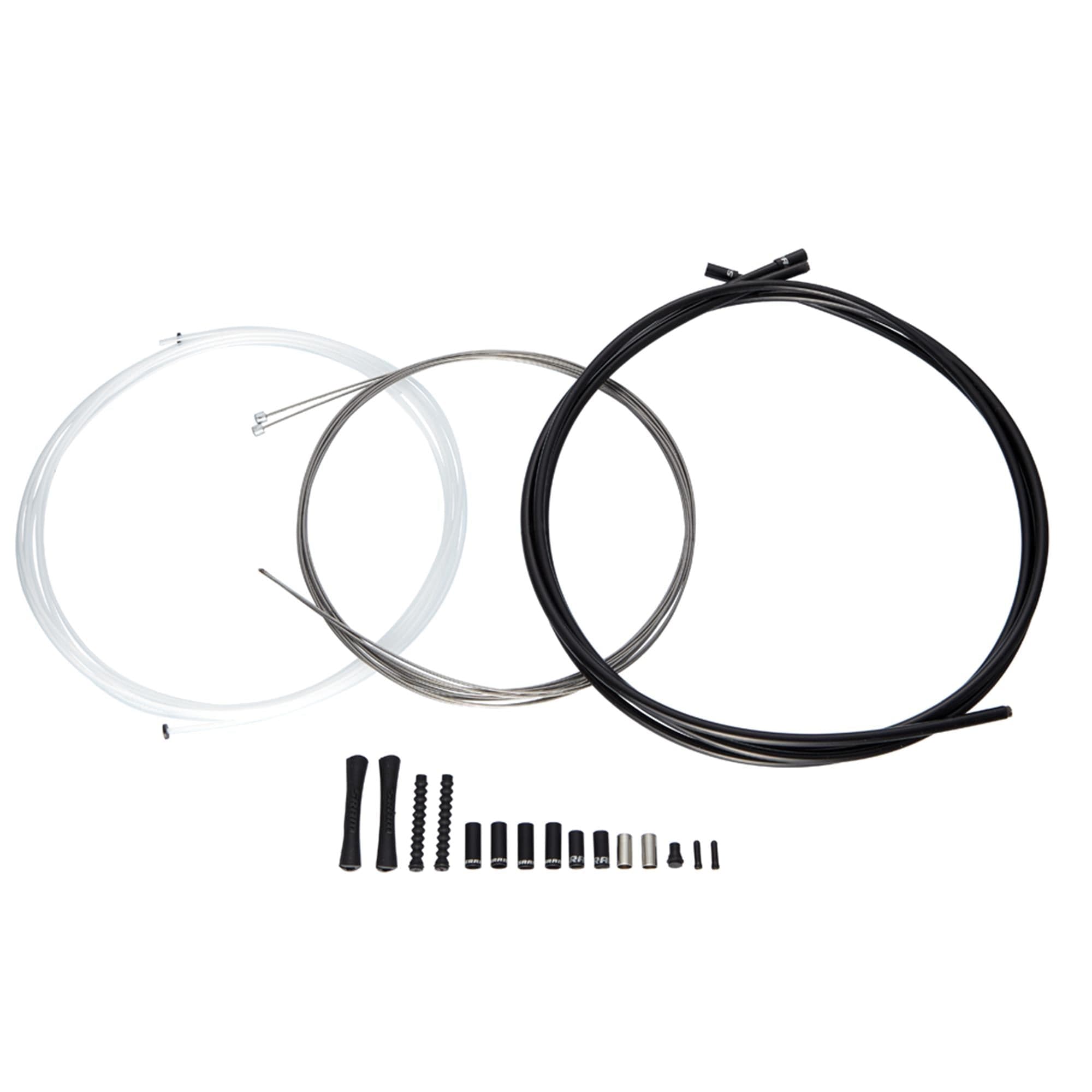 SRAM Shift Cable Kit - Black 4mm SlickWire 1X (Includes 2300mm x1.1mm SRAM SlickWire cable,  2000x4mm SRAM housing, 2 SRAM Aluminum Ferrules, 2 end caps) - SRAM 1x MTB and Road: BLACK 4MM