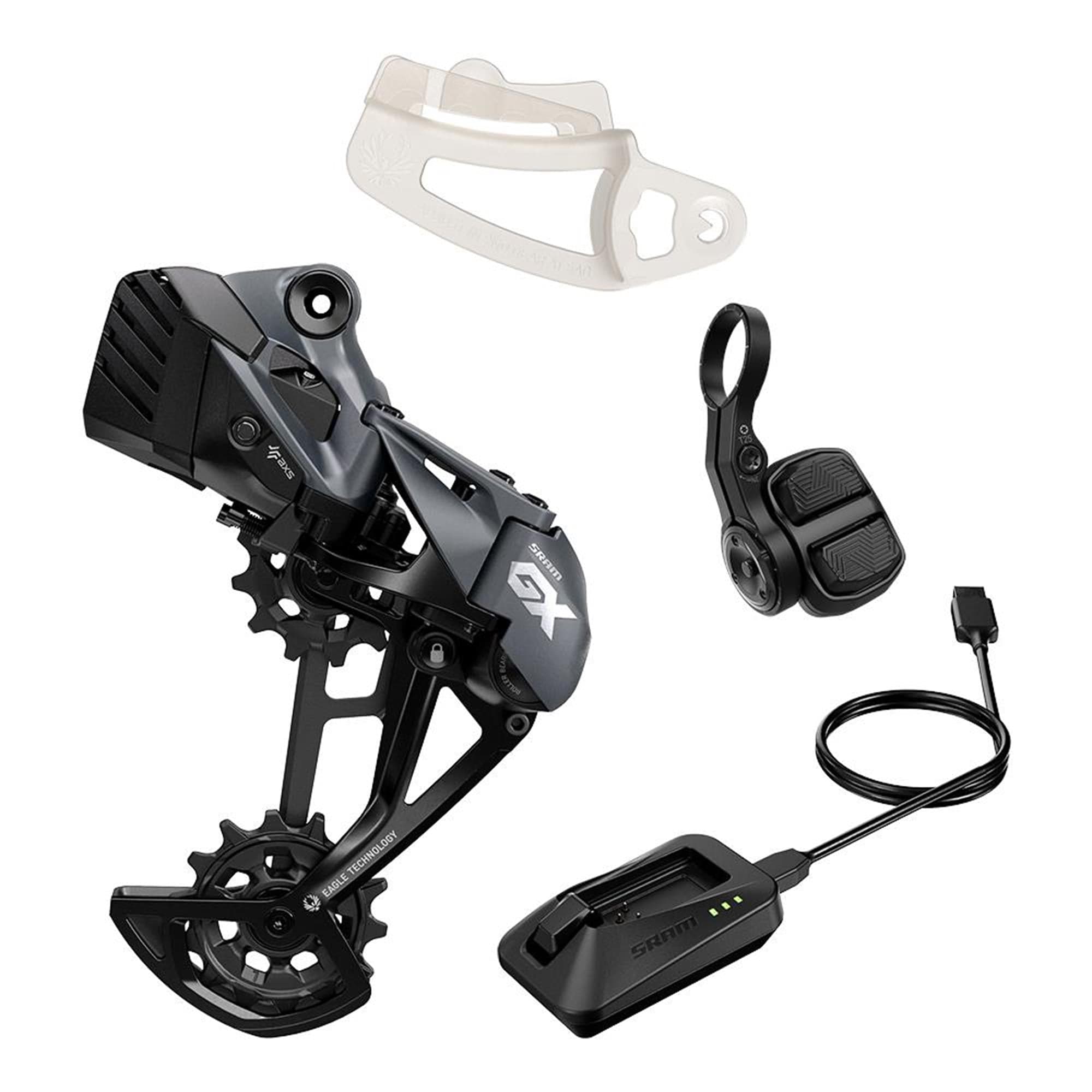 Sram Gx Eagle Axs Upgrade Kit (Rear Derailleur With Protector, Battery, Pod Controller W/Infinite Clamp, Powerlock, Charger/Cord, Chain Gap Tool, Sram Multitool):