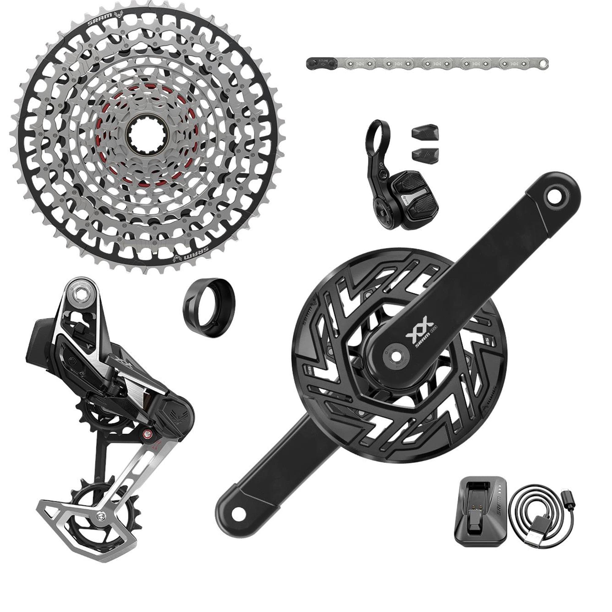 Sram Xx T-Type Eagle E-Mtb Brose Transmission Axs Groupset (Rd W/Battery/Charger/Cord, Ec Pod Ult, Fc Xx Brose Isis 165 W/Cap, Cr T-Type 36T,Clip-On Guard, Cn 126L, Cs Xs-1297 10-52T) 2023:  10-52T