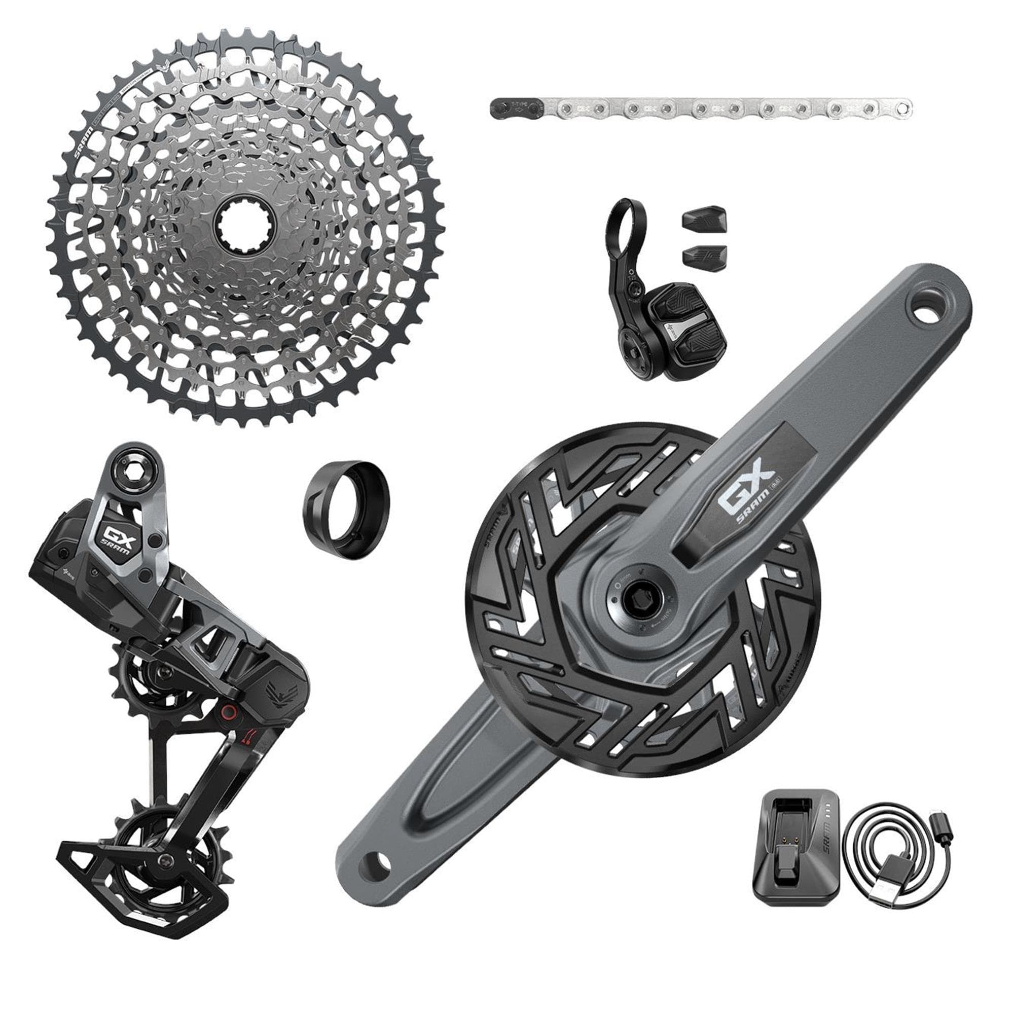 Sram Gx T-Type Eagle E-Mtb Transmission Axs Groupset (Rd W/Battery/Charger/Cord, Ec Pod, Fc Gx Bosch Isis 160 W/Cap, Cr T-Type 36T,Clip-On Guard, Cn 126L, Cs Xs-1275 10-52T):  160Mm