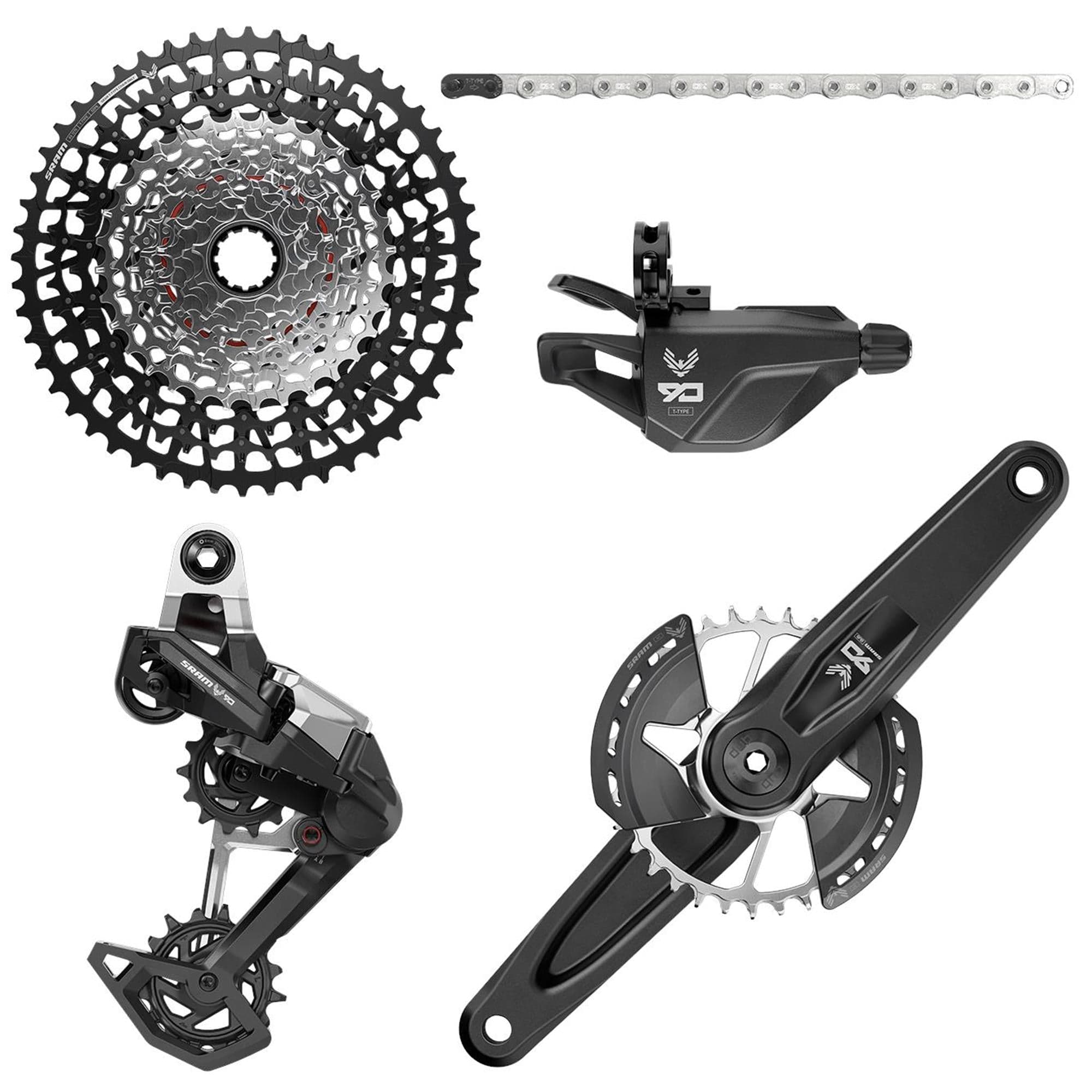 SRAM Eagle 90 DUB Groupset (Rear Der, Trigger Shifter w Clamp, Crankset DUB MTB Wide w DM 32t T-TYPE Chainring w/2 guards, GX T-Type chain 126l, CS XS-1275 BLK 10-52t)