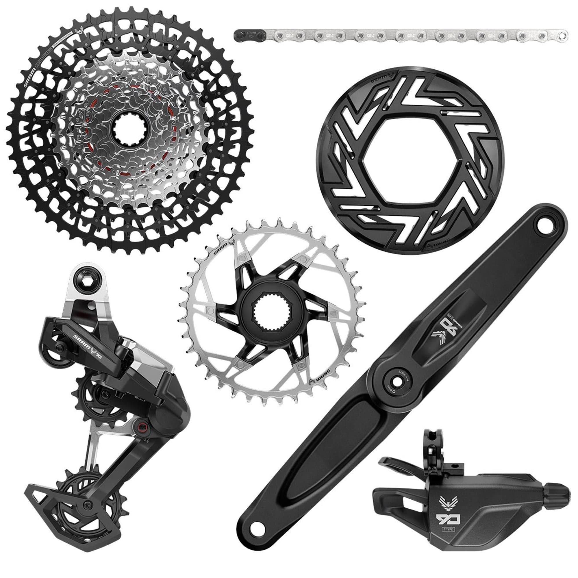 SRAM Eagle 90 Groupset EMTB SRAM/BROSE (RD, Single Click Trigger wClamp, FC Eagle 90, CR T-Type 36T, Clip-on Guard, GX T-Type chain 126l, CS XS-1275 BLK 10-52t):  165MM