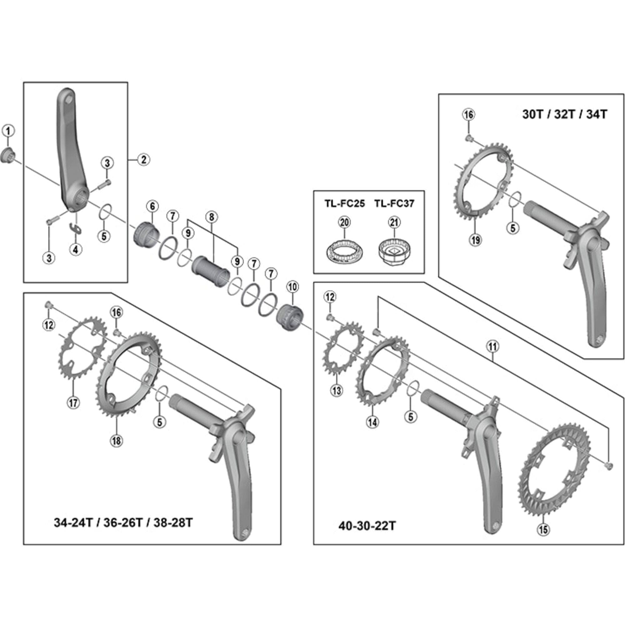 Shimano SLX SM-CRM70 Single chainring for SLX M7000; 34T