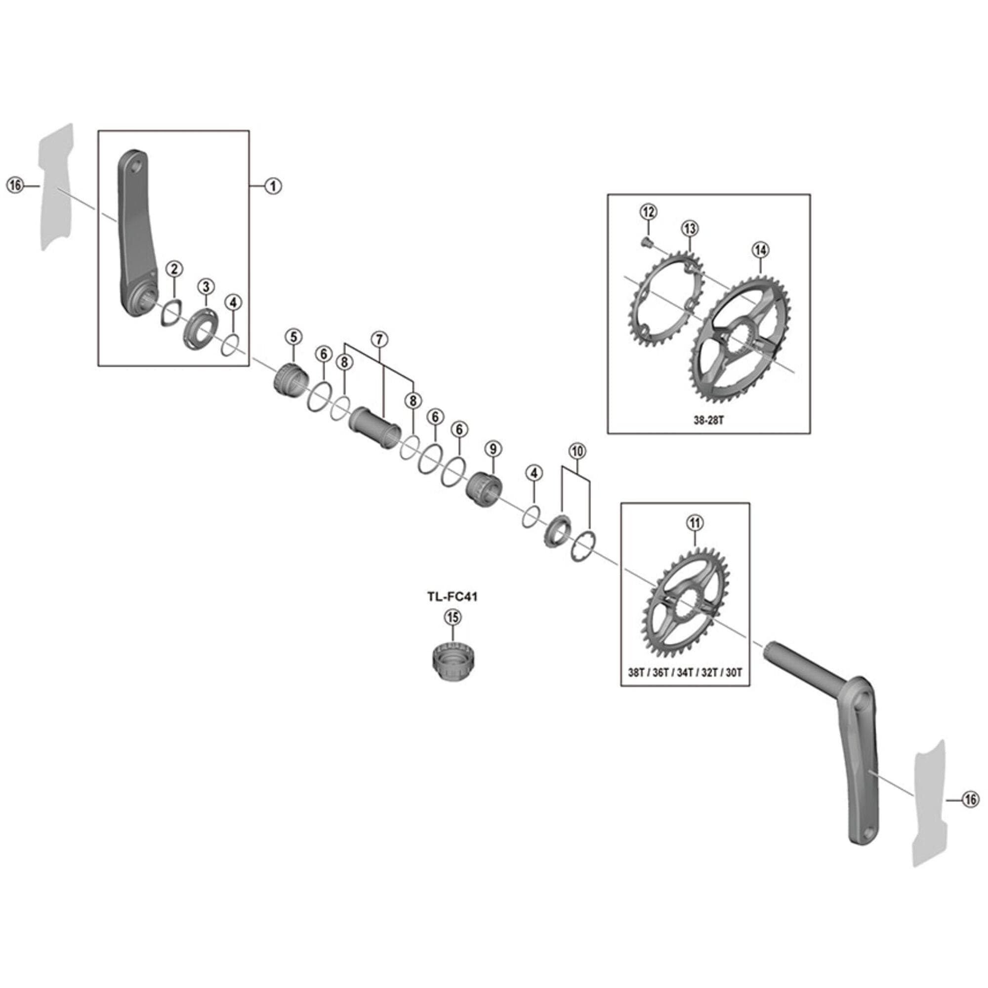 Shimano XTR SM-CRM95 Single chainring for XTR M9100 / M9120; 38T