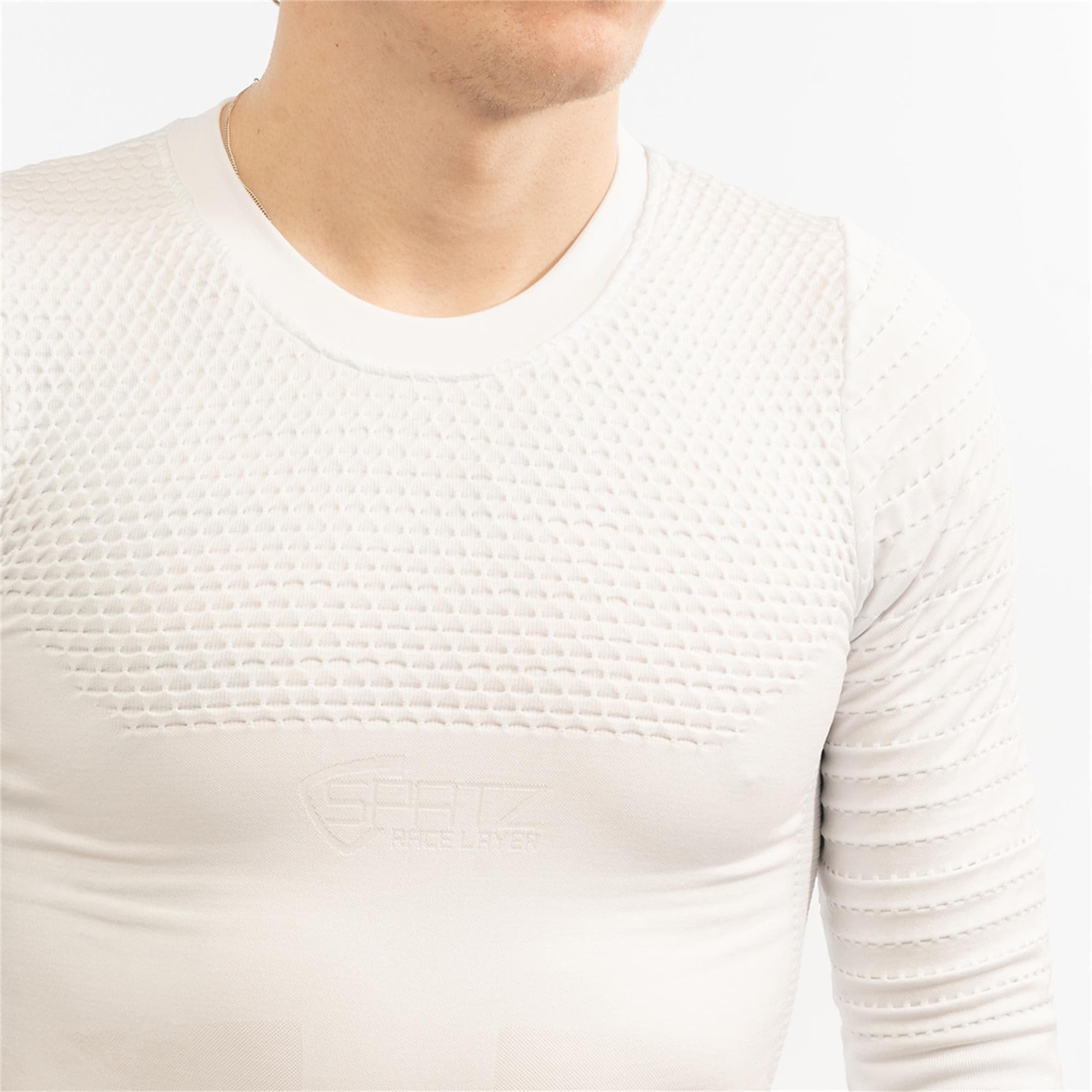 Spatzwear Race Layer LS Baselayer: WHITE L/XL