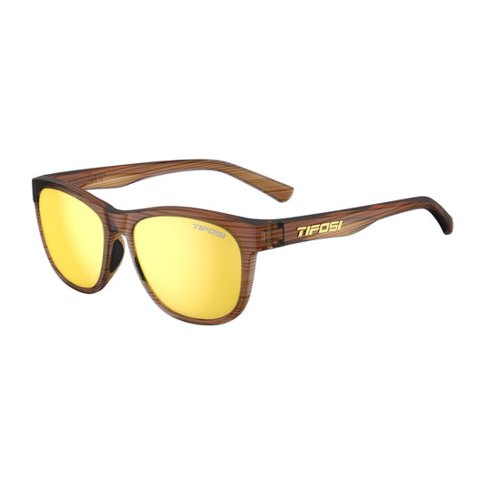 Tifosi Swank Single Lens Sunglasses 2019: Woodgrain/Smoke Yellow