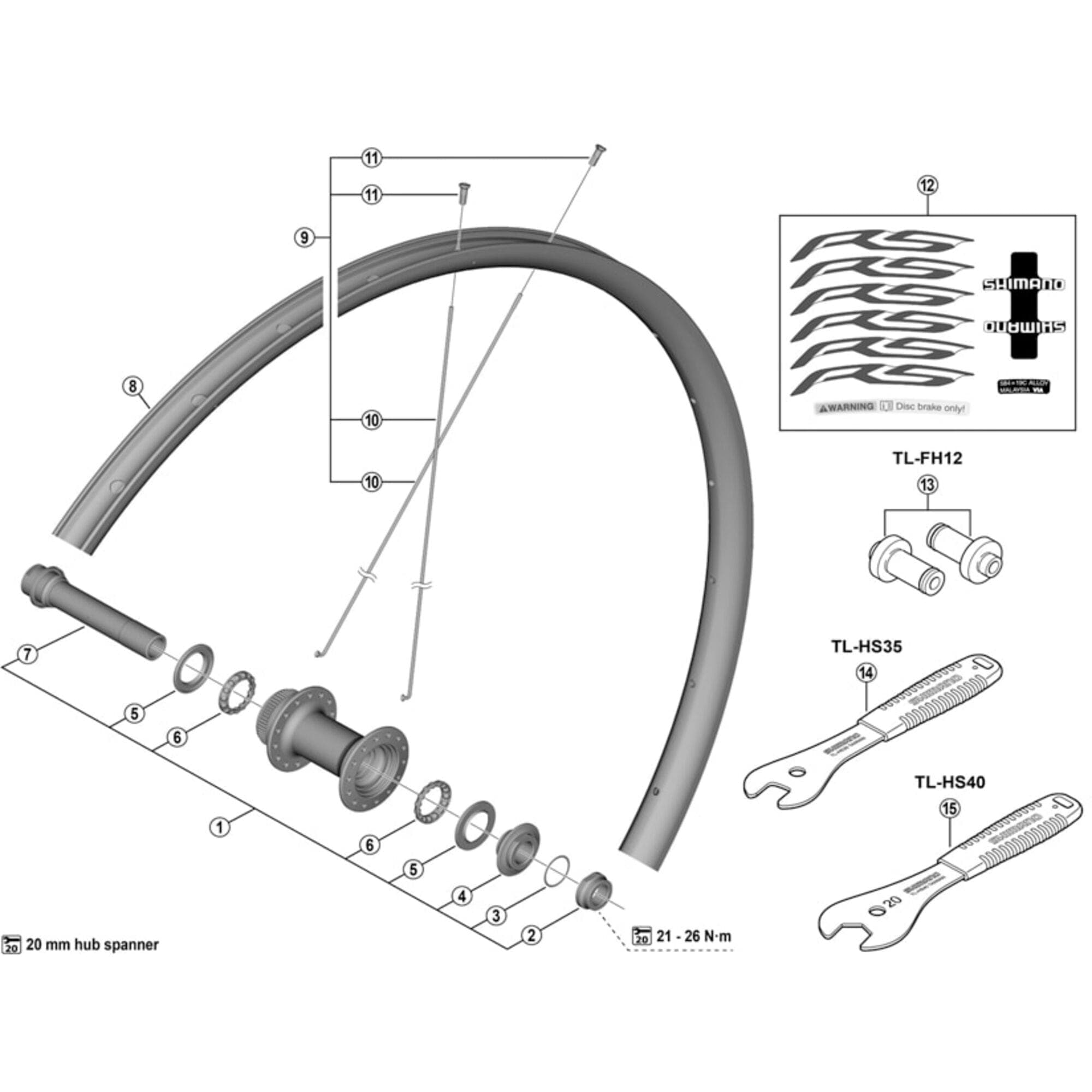 Shimano Workshop TL-FH12 hub setting tool 12mm thru axle