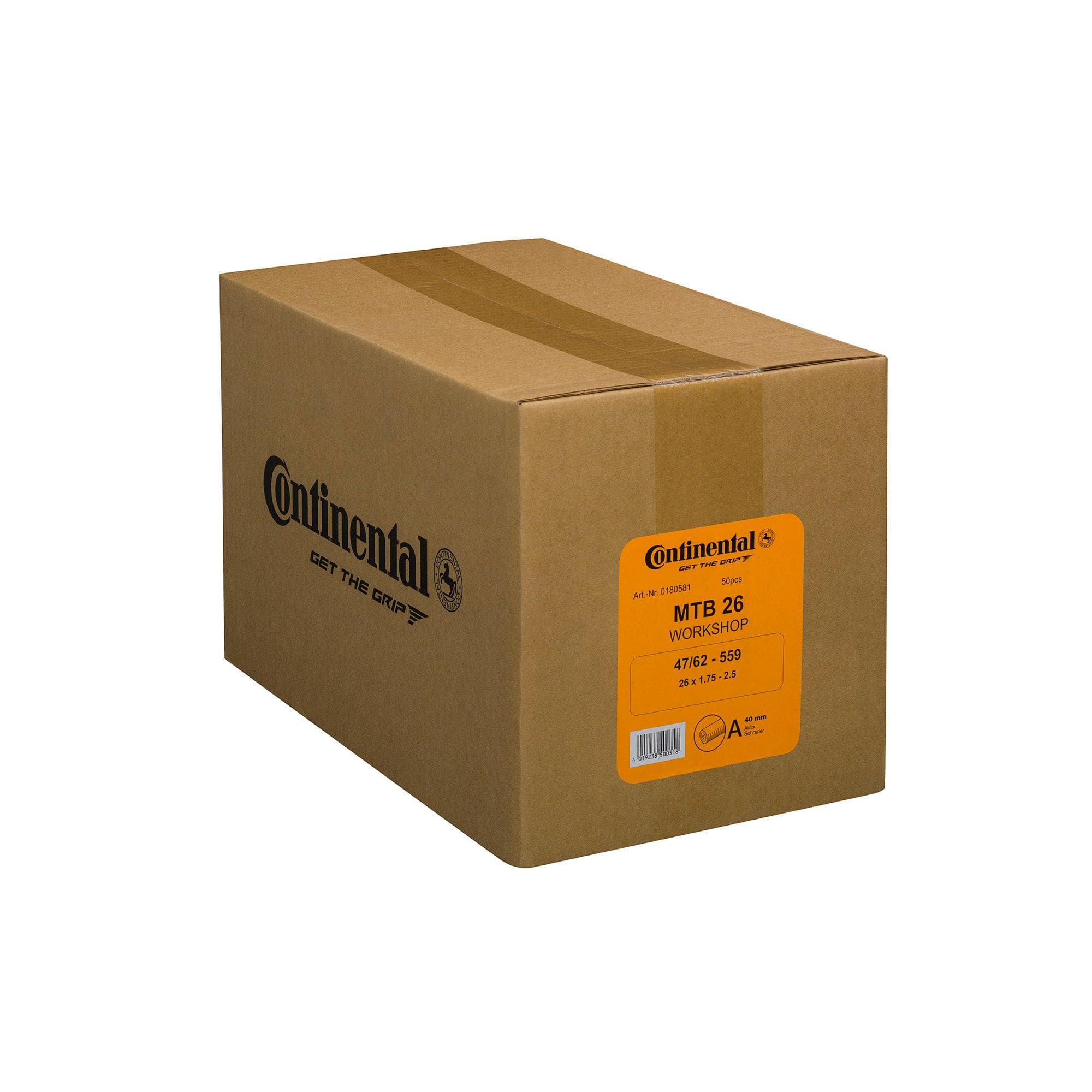 Continental Workshop Tubes - Schrader 40Mm Valve 50Pcs: Black 26X1.75-2.50"