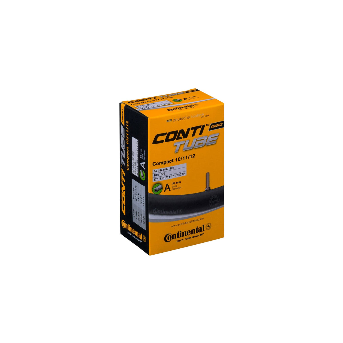 Continental Compact Tube - Schrader 34mm Valve: BLACK 16X1.90-2.30"