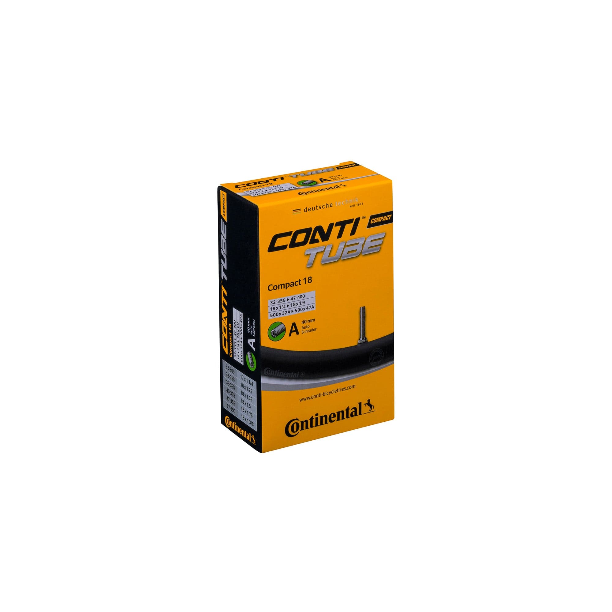 Continental Compact Tube - Schrader 40mm Valve: BLACK 18"