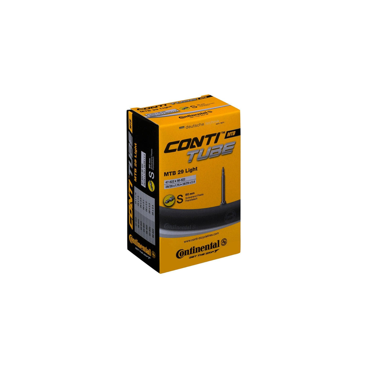 Continental Mtb Tube Light - Presta 60Mm Valve: Black 29X1.75-2.50"