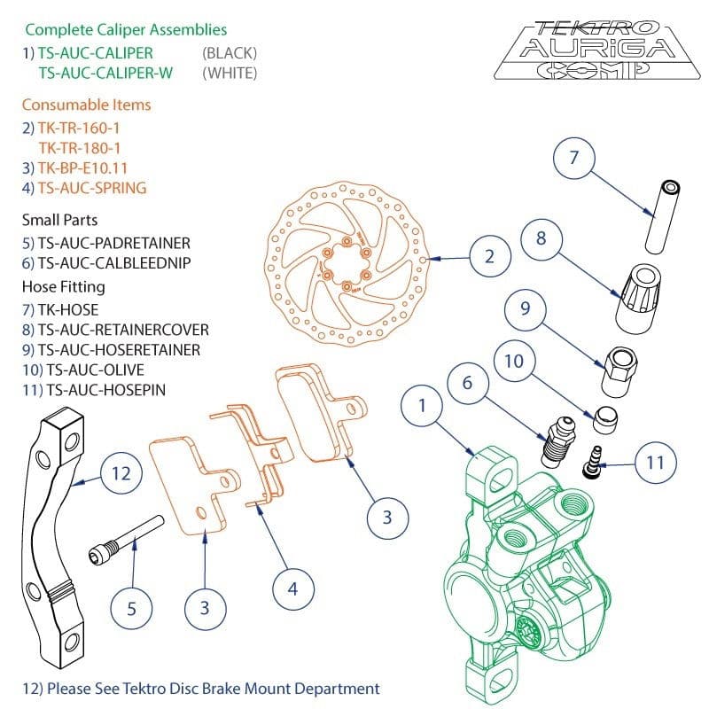 Tektro Spares - Auriga Comp Caliper White