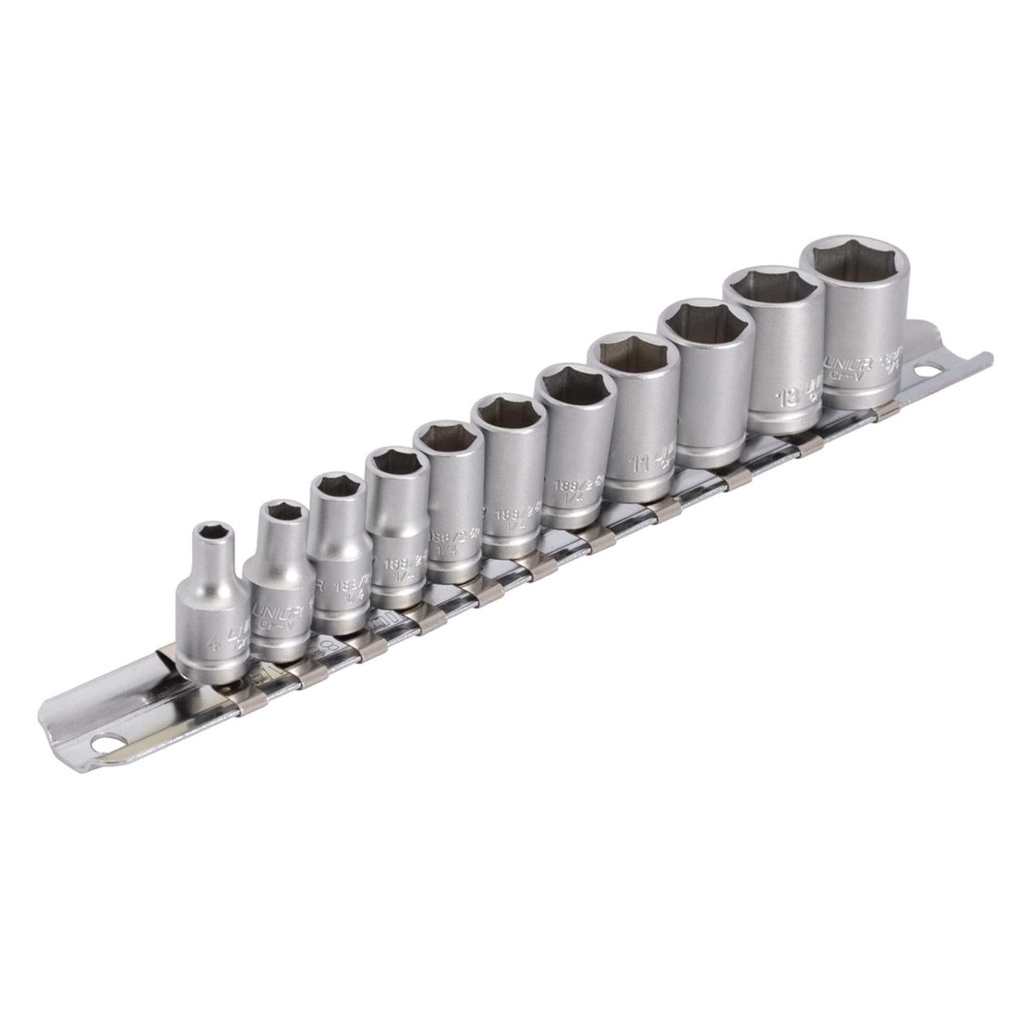 UNIOR Socket Set 1/4" On Rail 2024: GREY 1/4"