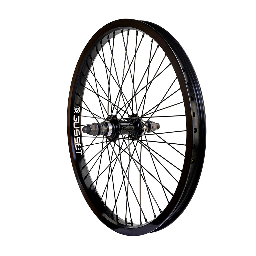Gusset Components Black Dog Rear, 14mm, Black Dog Double Wall Rim On Std Hub & Black Spokes, 48h (20")