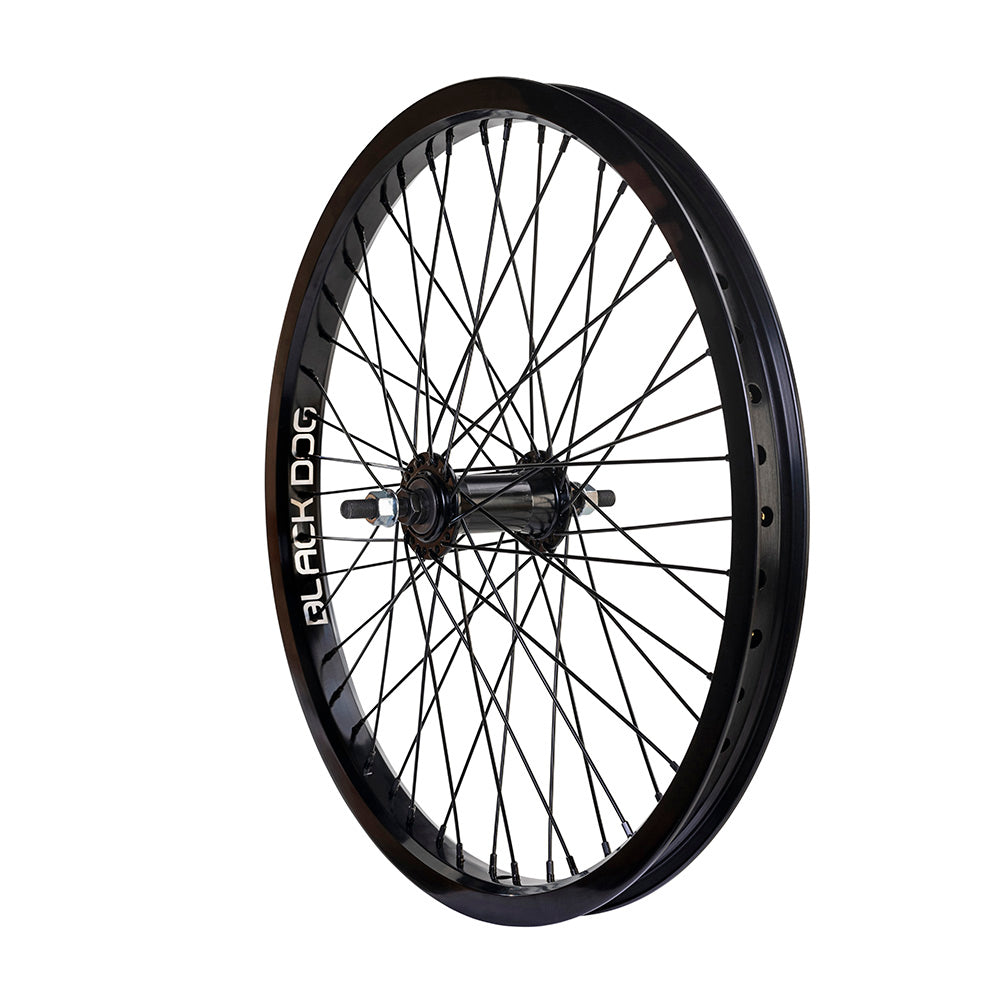 Gusset Components Black Dog, 3/8", Black Dog Double Wall Rim On Std Hub & Blk Spokes, 48h (20")