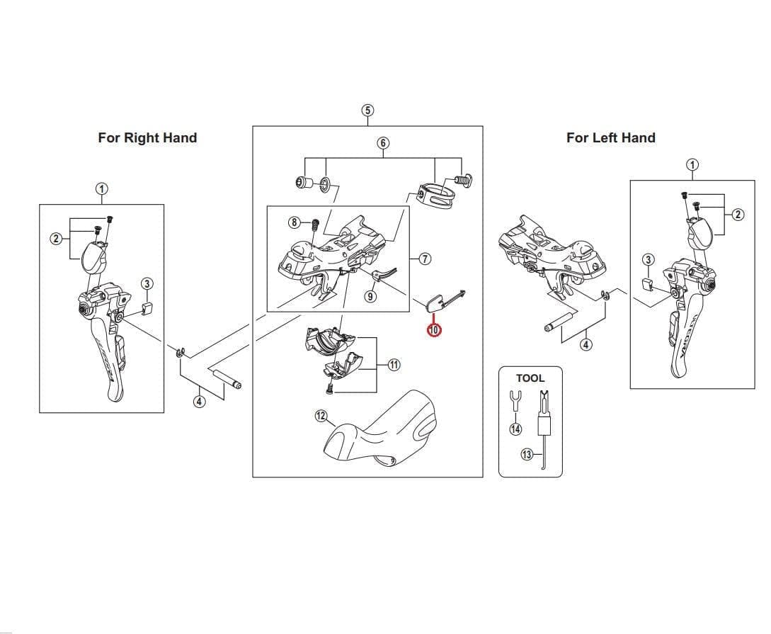 Shimano Spares ST-6800 Right Hand SL Cable Cover - Y00E75000