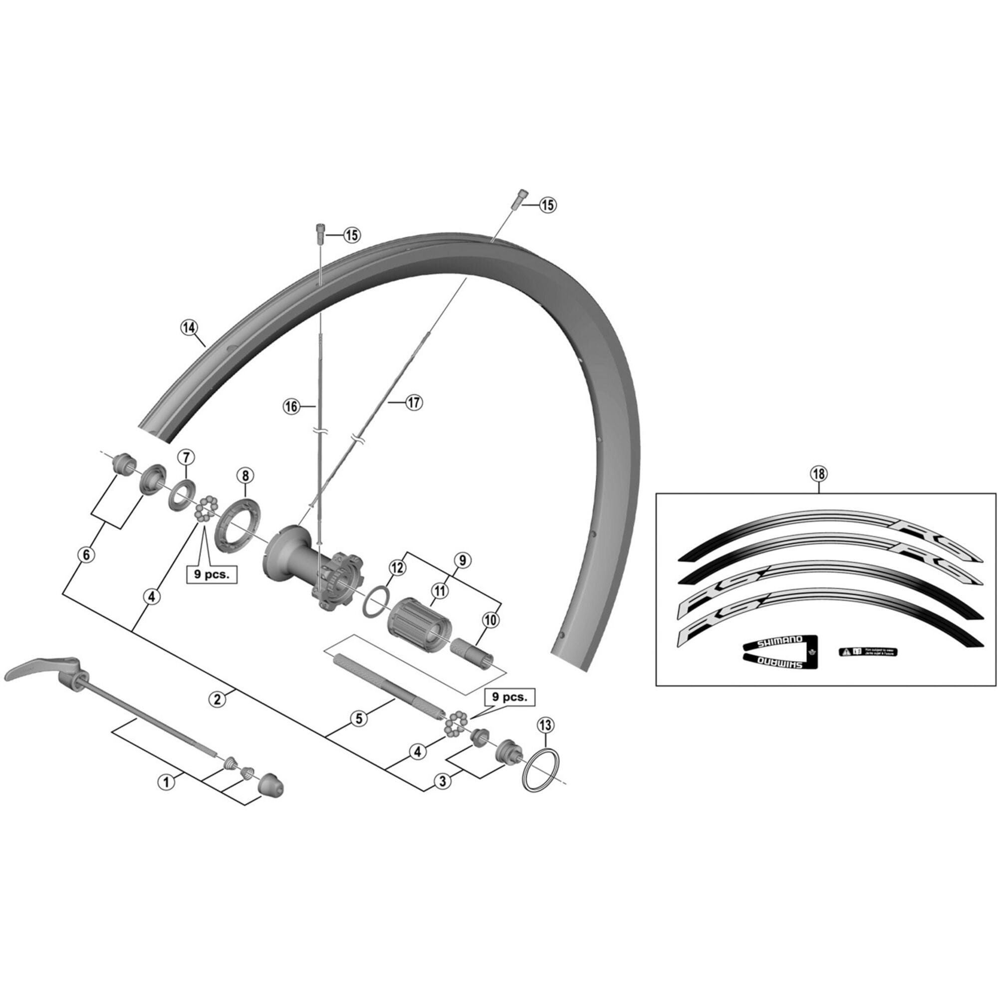 Shimano Spares WH-RS330-R rim sticker unit; white rim