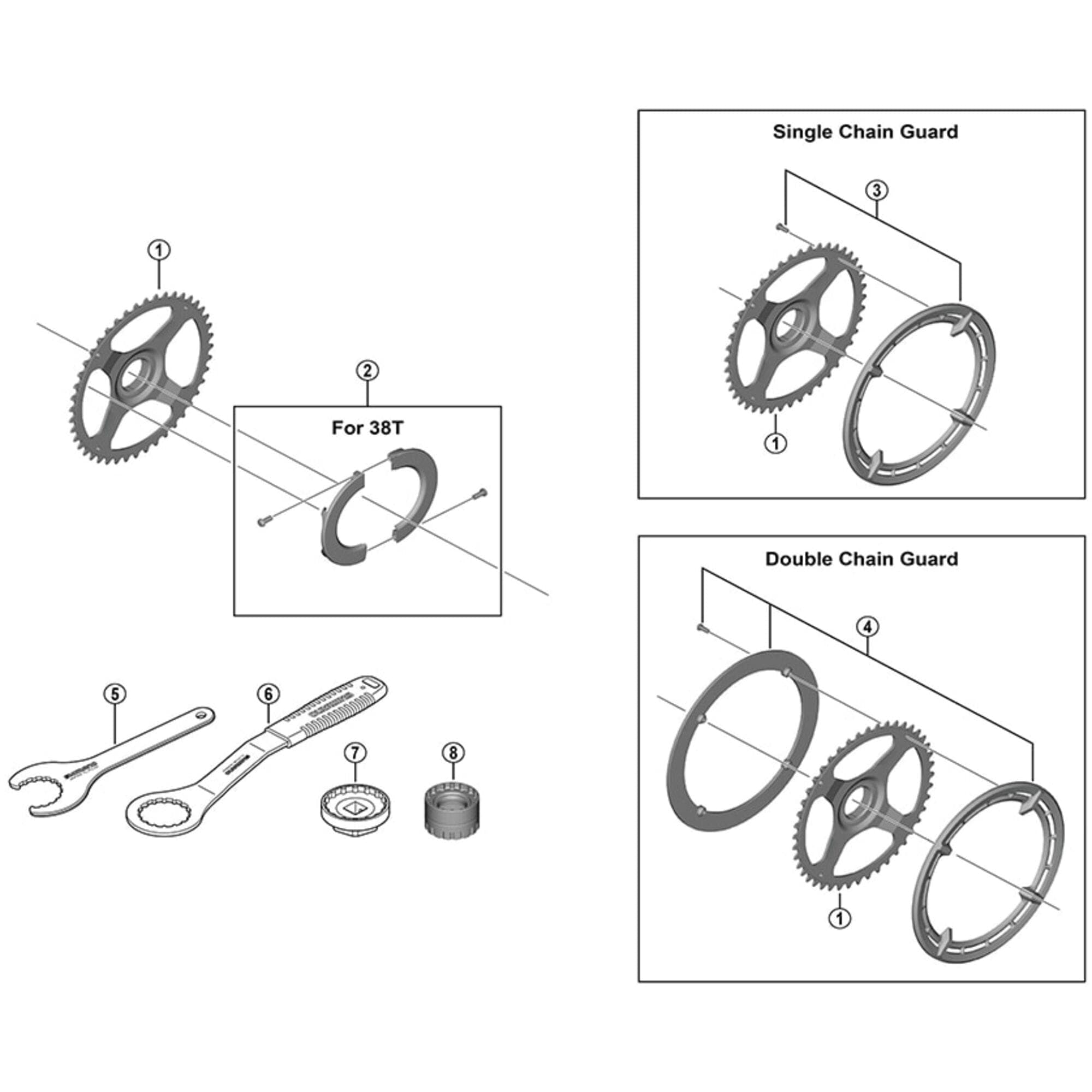 Shimano Spares FC-E6100 44T single chain ring cover and fixing bolt