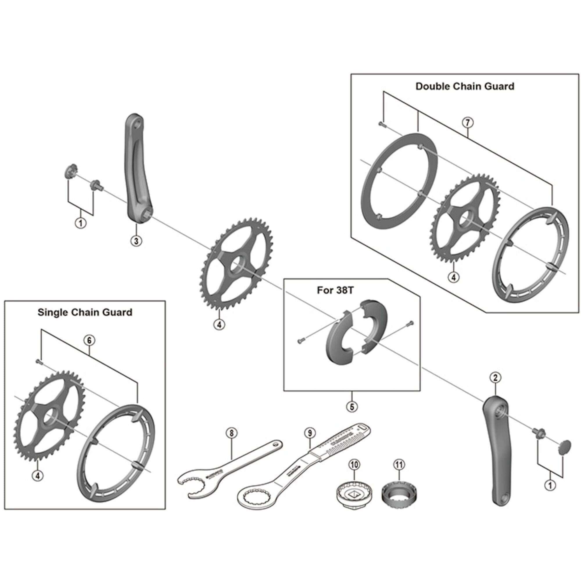 Shimano Spares SM-CRE50 38T single chain ring cover and fixing bolt