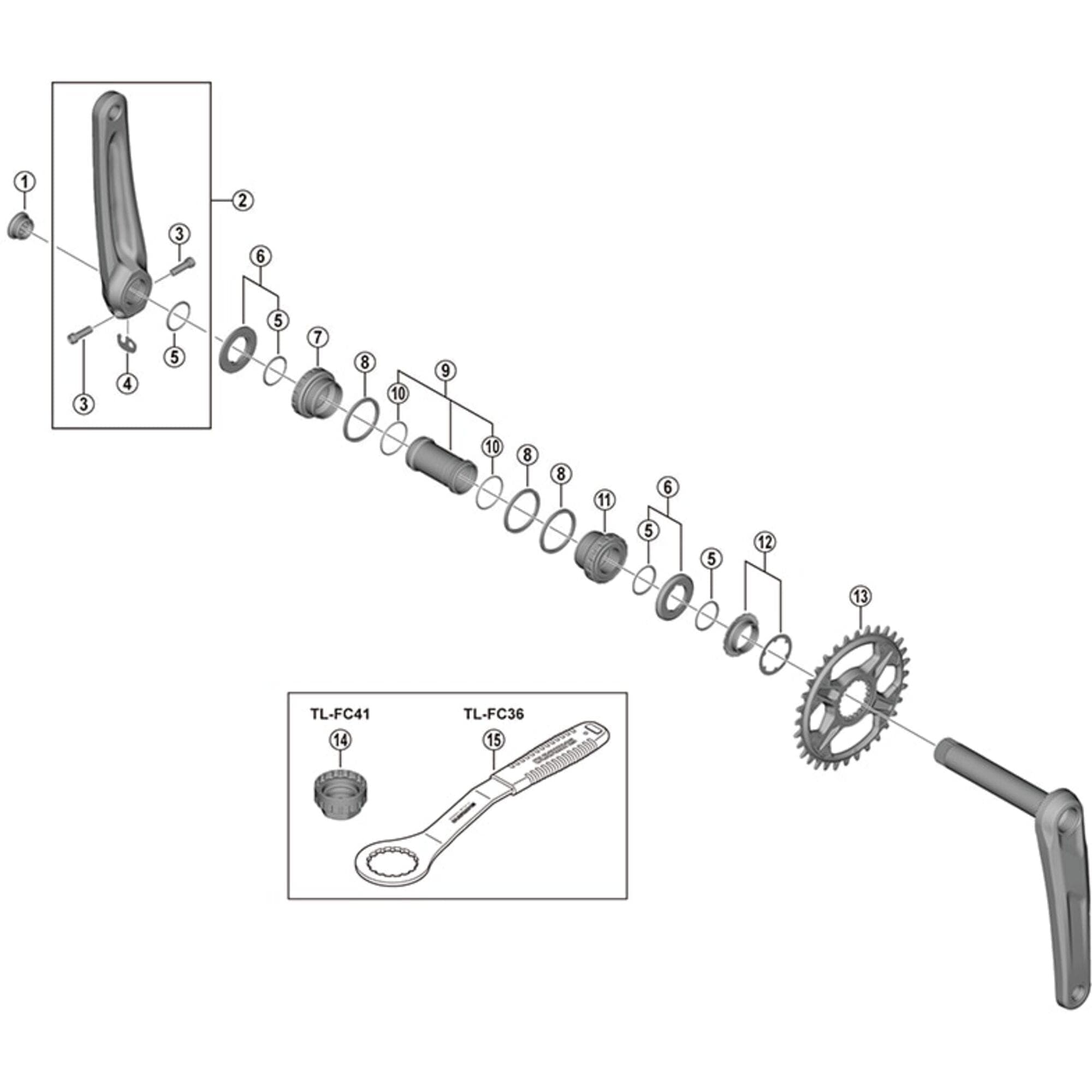 Shimano Spares FC-M6100 left hand crank arm; 165 mm