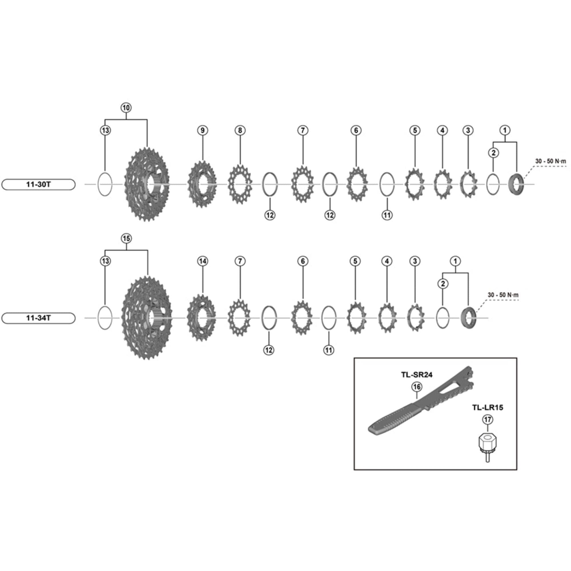 Shimano Spares CS-R9200 sprocket; 13 TD built in spacer type
