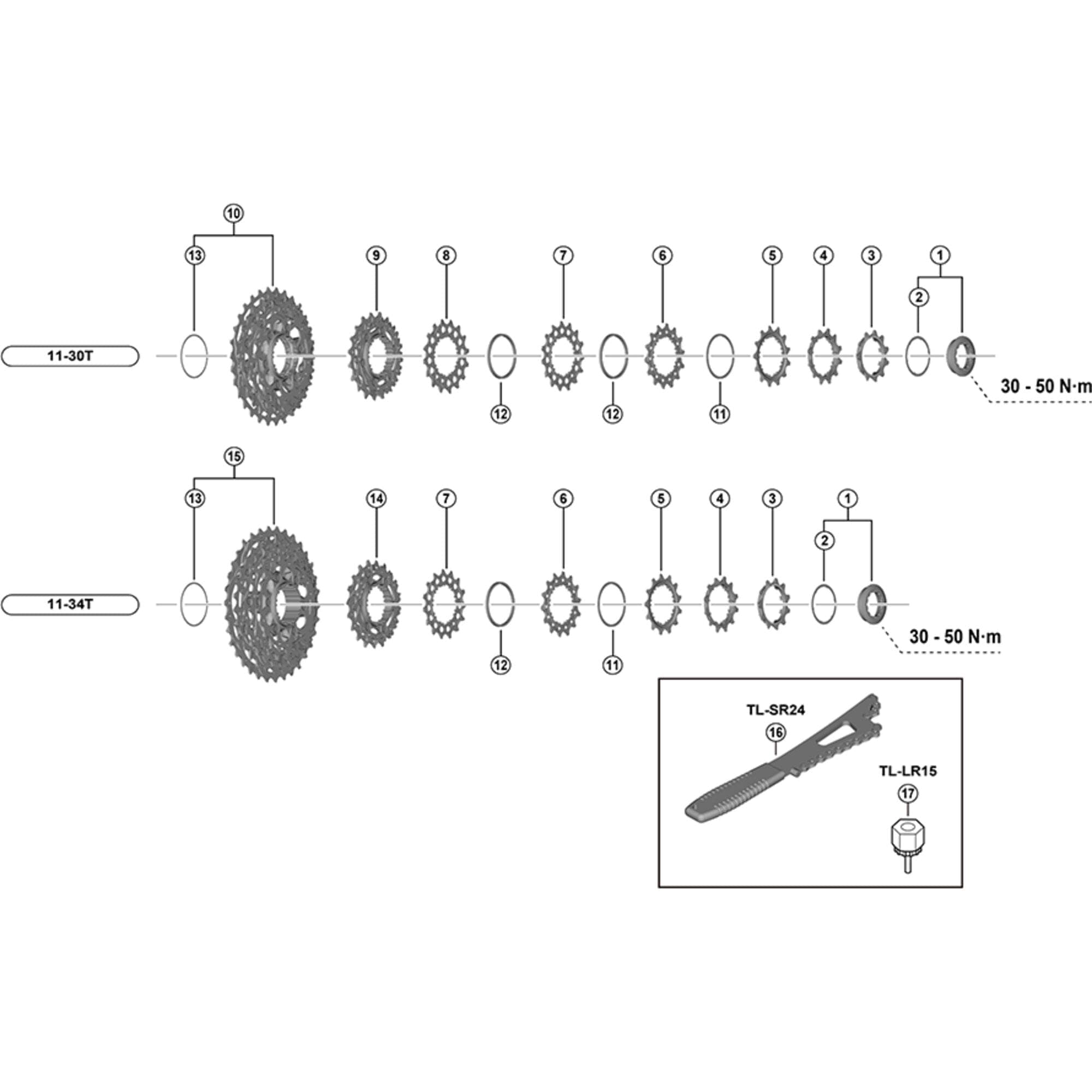 Shimano Spares CS-R9200 sprocket unit; 17-19T for 11-34T