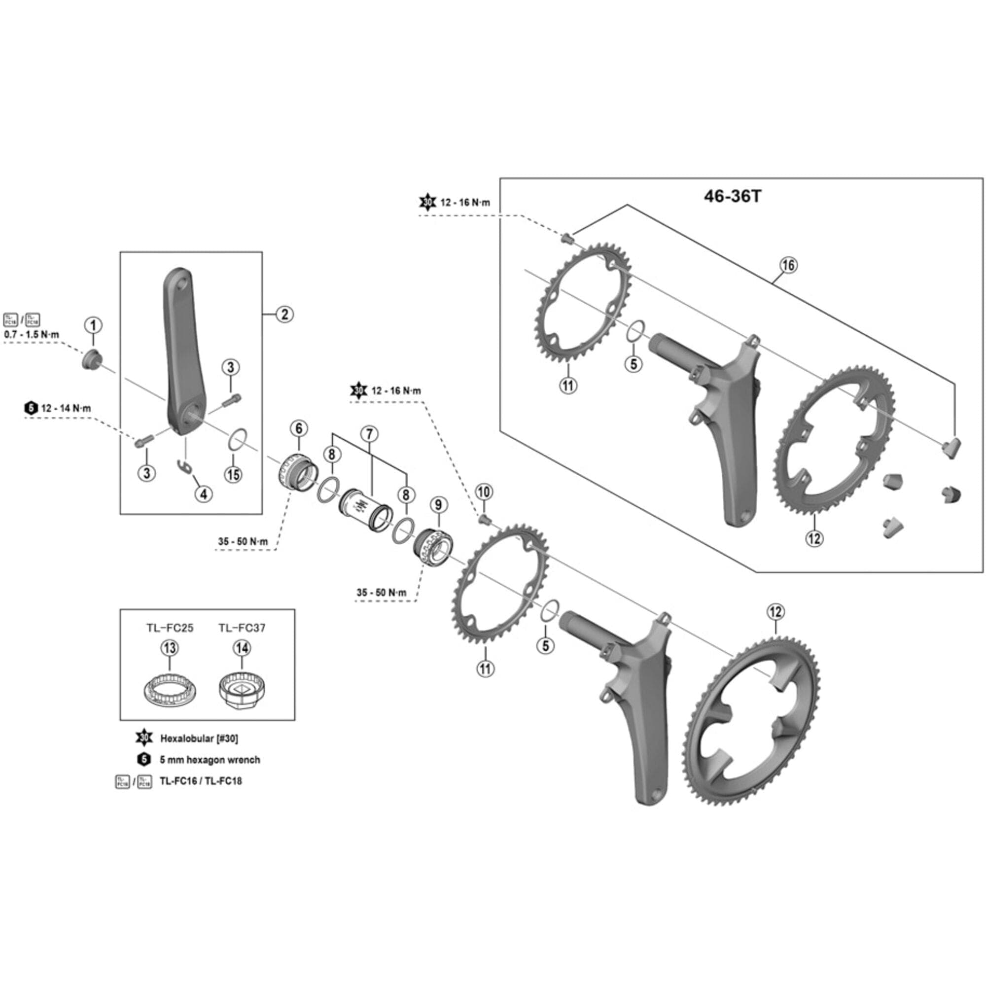 Shimano Spares FC-R8100 left hand crank arm unit; 170 mm