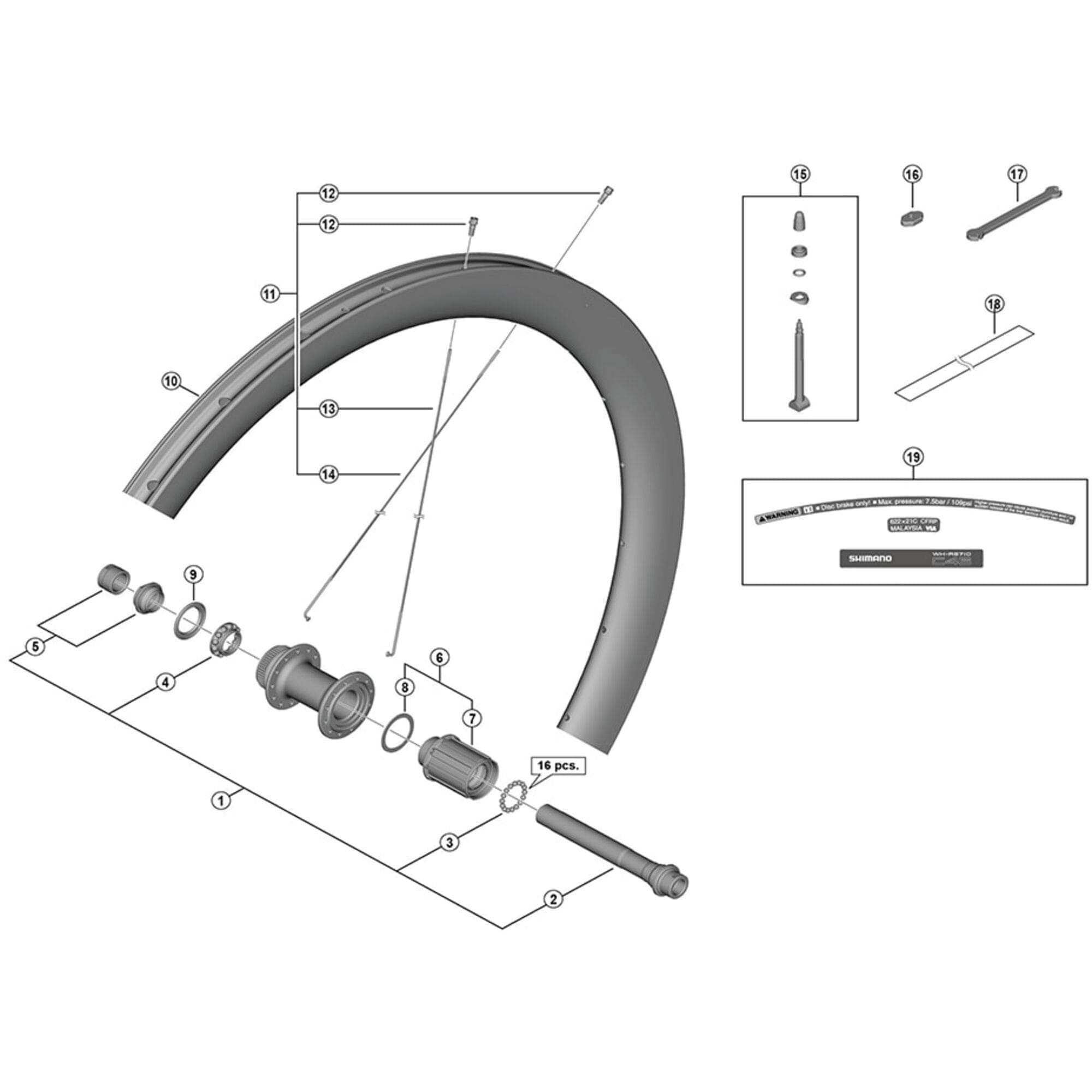 Shimano Spares WH-RS710-C46-TL-F right hand spoke, 265.5 mm