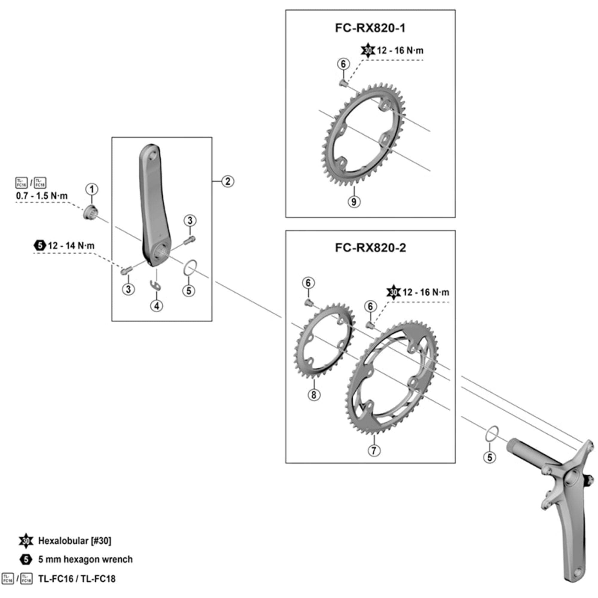 Shimano GRX FC-RX820-2 GRX 12 speed double inner chainring 31T-ND, for 48-31T