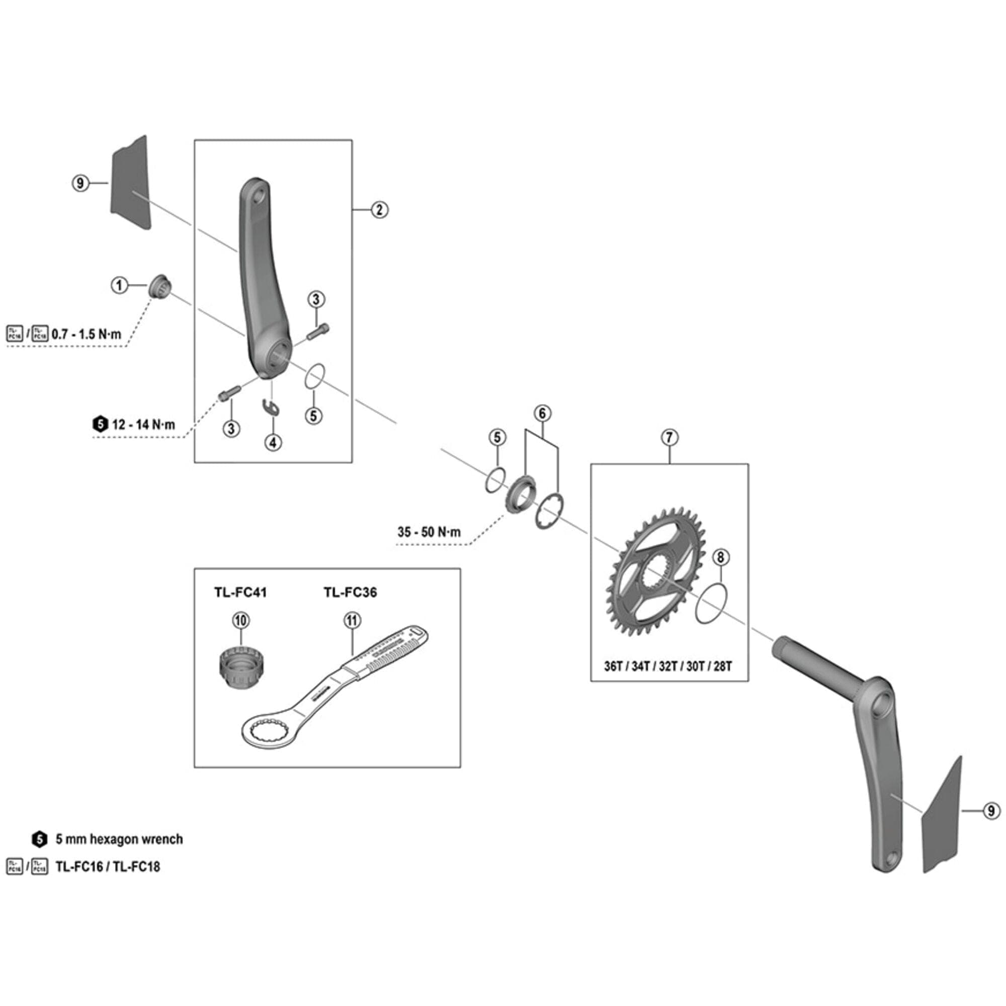 Shimano-Spares-FCM8200-left-hand-crank-arm-unit-with-protection-sticker,-175-mm