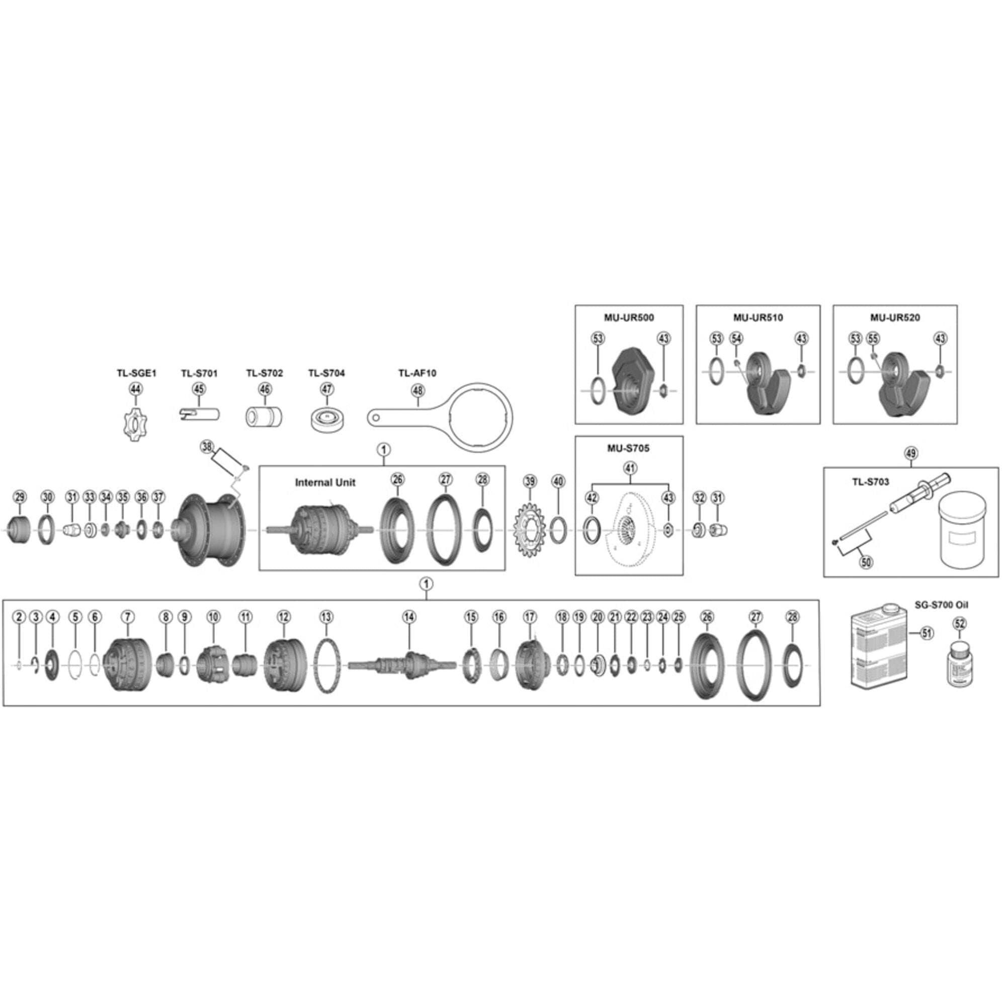 Shimano Workshop SG-S700 tube and bleeding nipple set