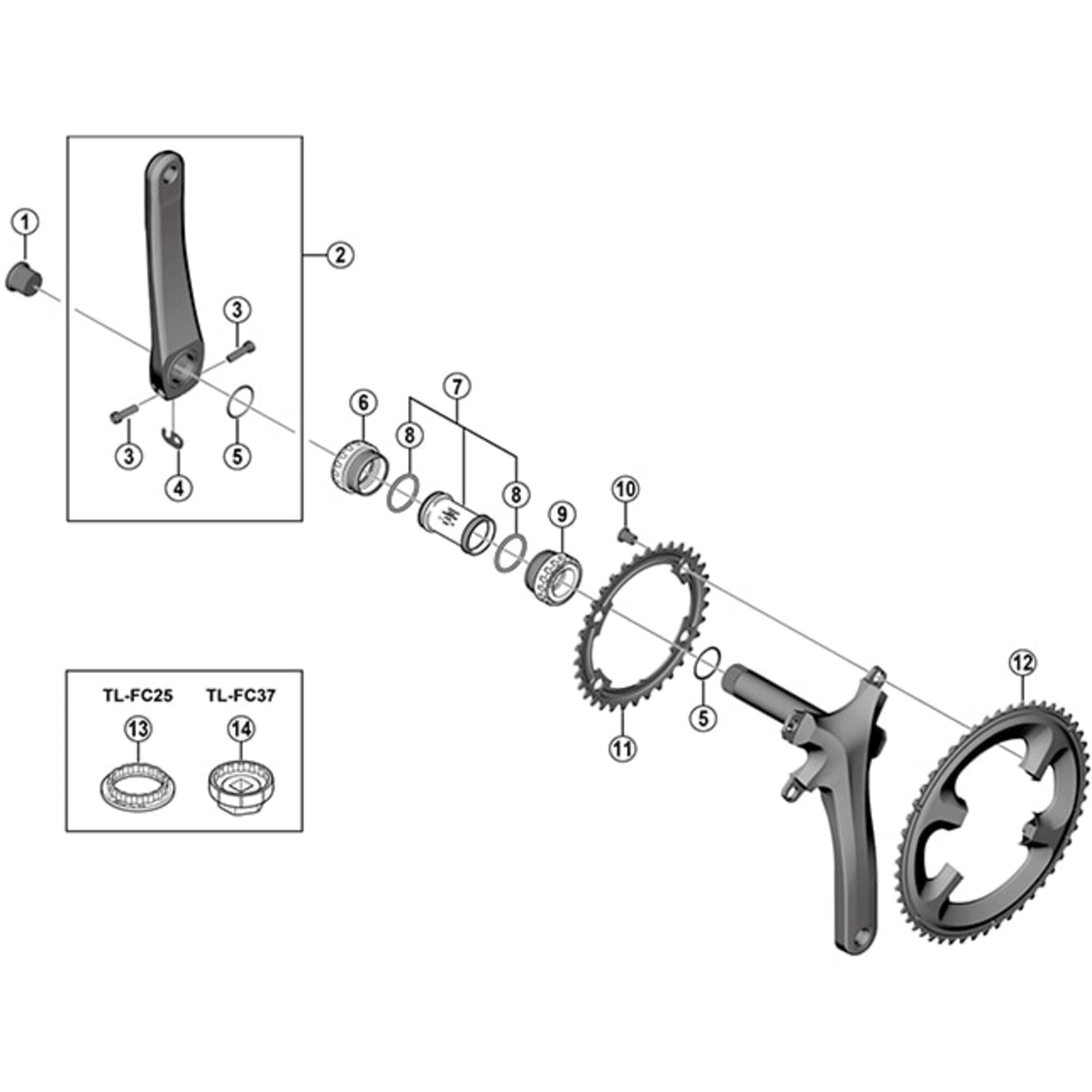 Shimano 105 FC-5800 105 11 speed outer chainring  52T-MB, for 52/36T, black