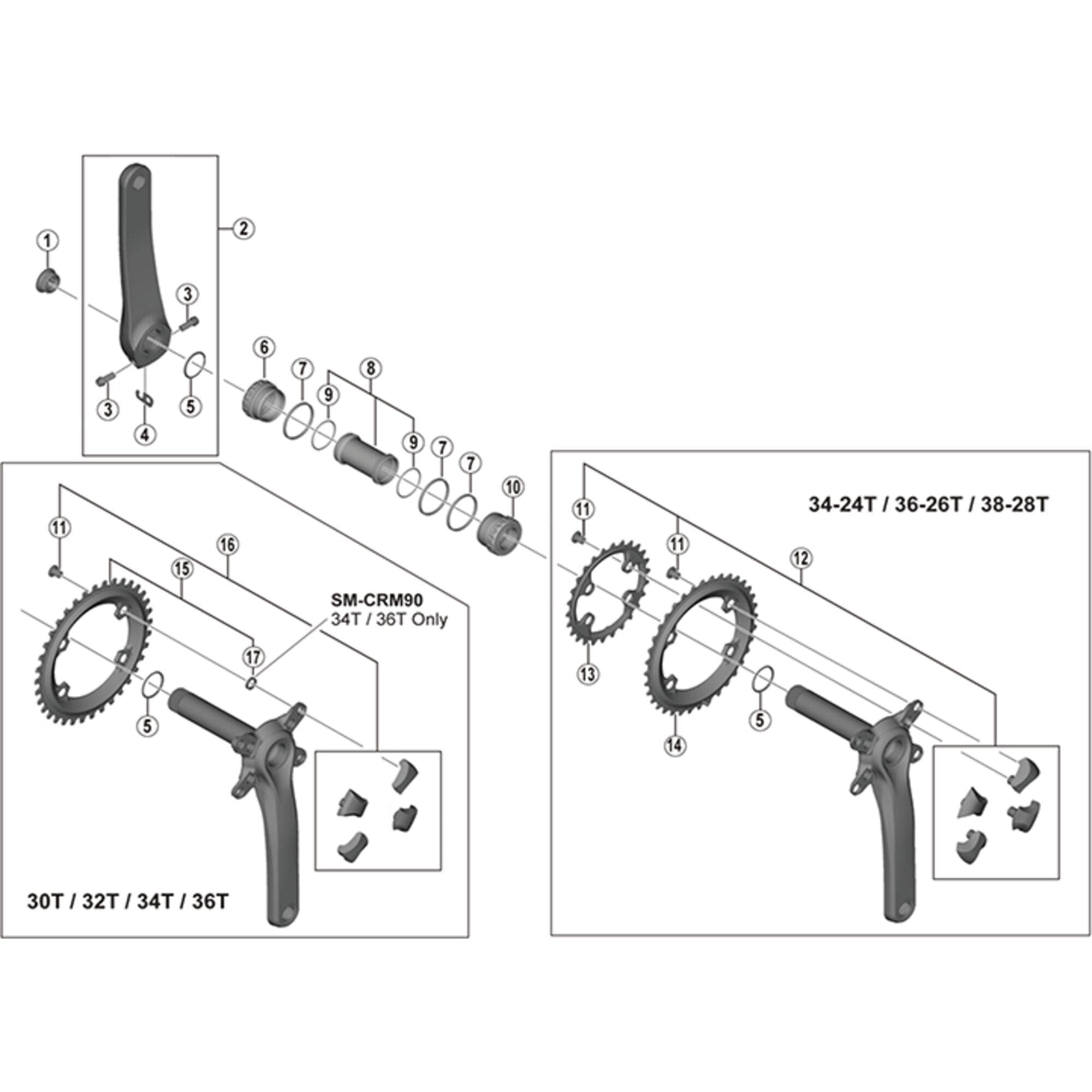 Shimano Spares FC-M9000 chainring fixing parts and bolts for double; pack of 4