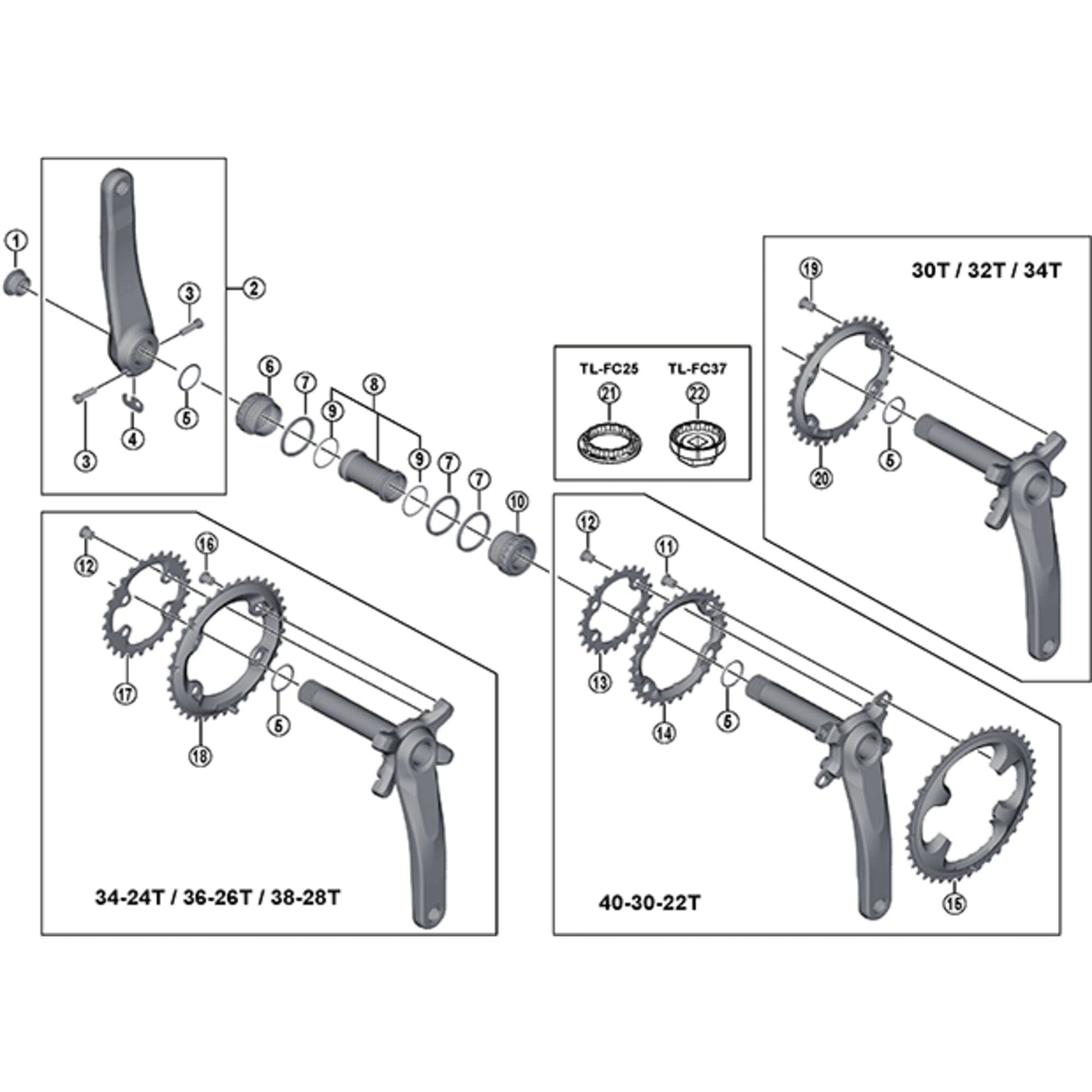 Shimano Deore XT FC-M8000 left hand crank arm unit, 165 mm