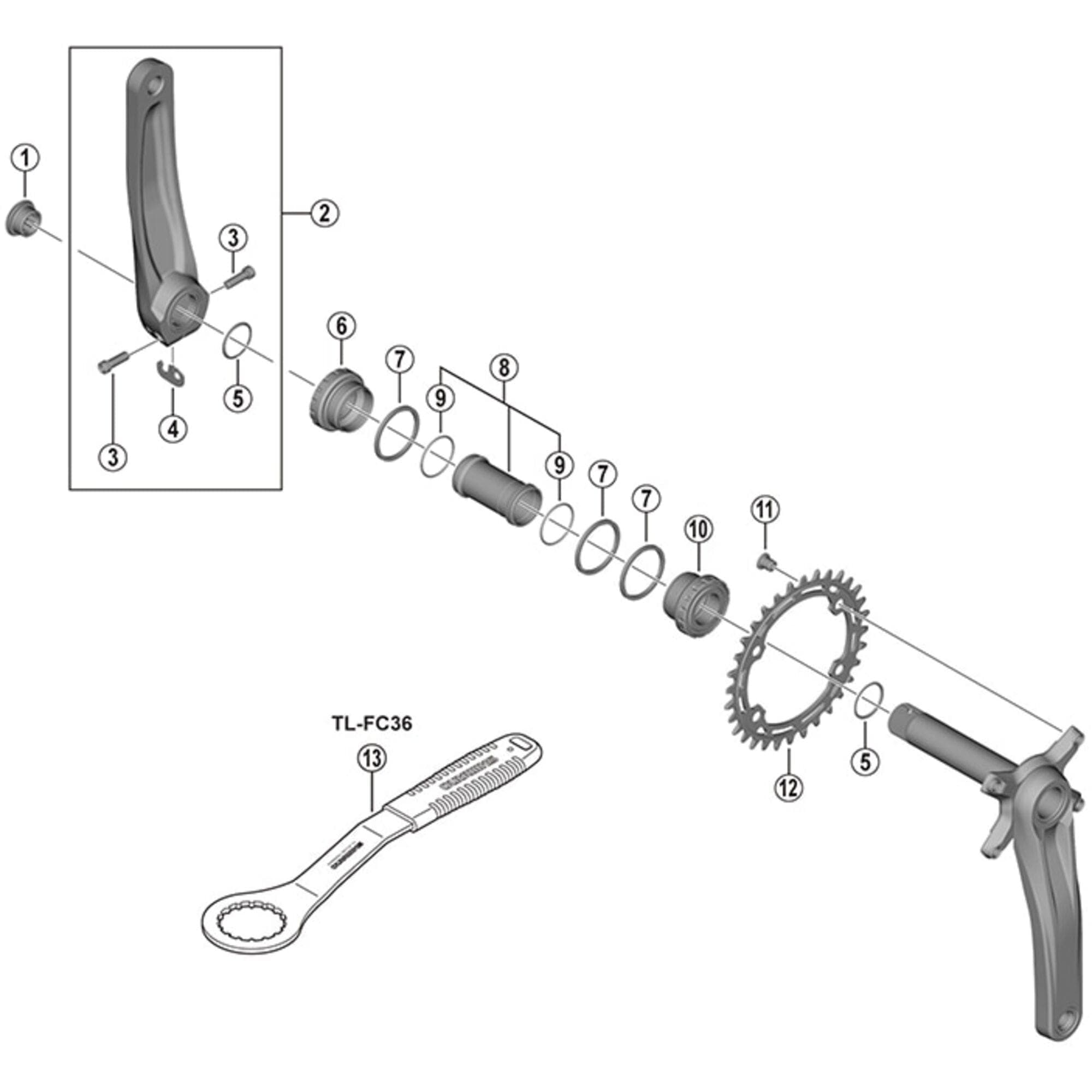 Shimano FCMT500 left hand crank arm unit