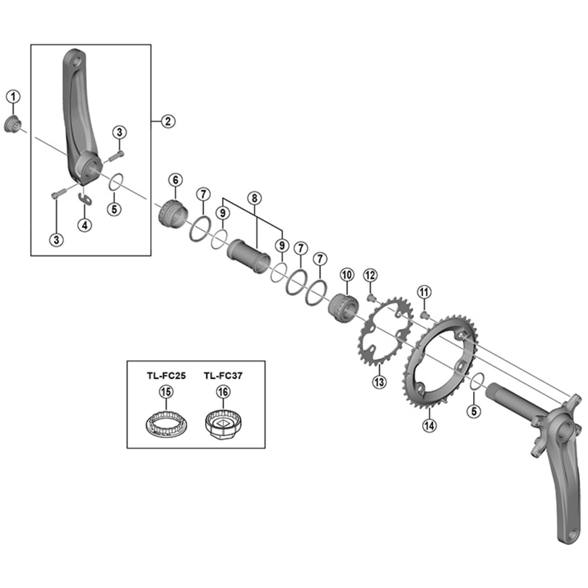 Shimano SLX FC-M7000 Deore 11 speed double inner chainring 26T-BC for 36-26T