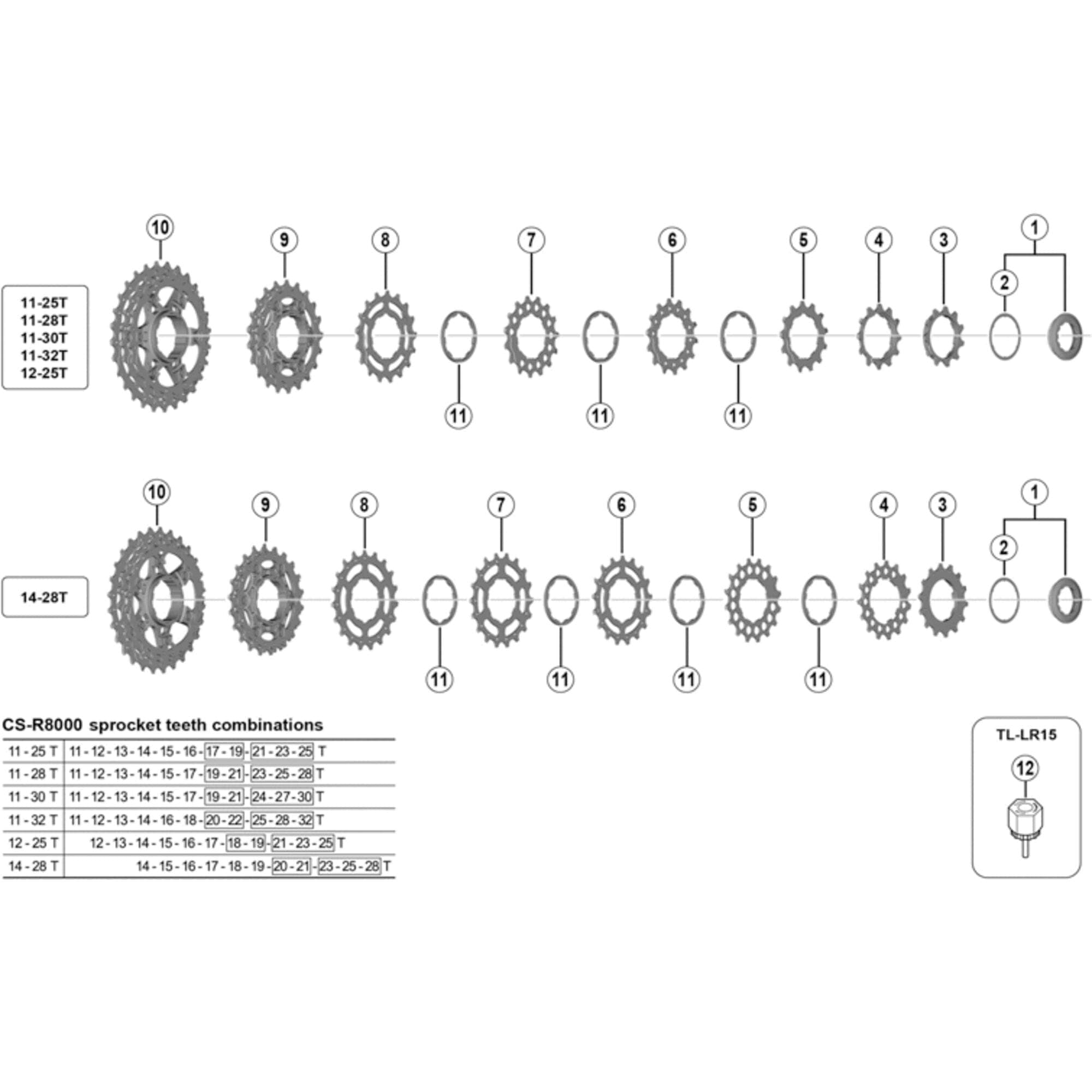 Shimano Spares CS-R8000 lock ring and spacer