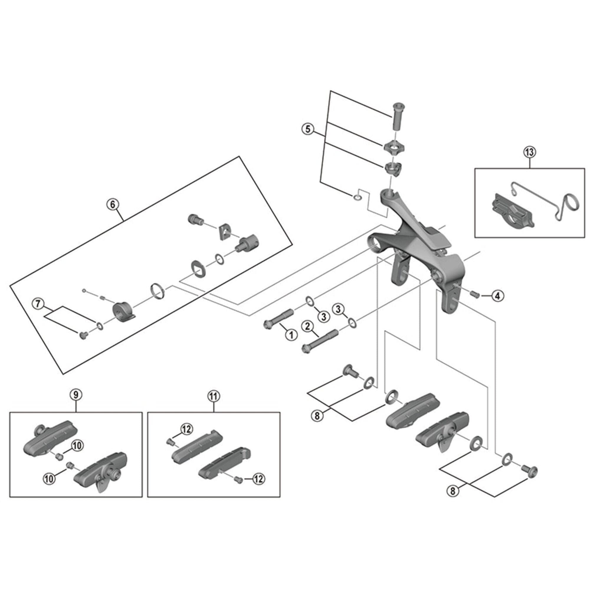 Shimano Spares BR-R8110-F/RS811-R R55C4 brake shoe and fixing bolts; pair