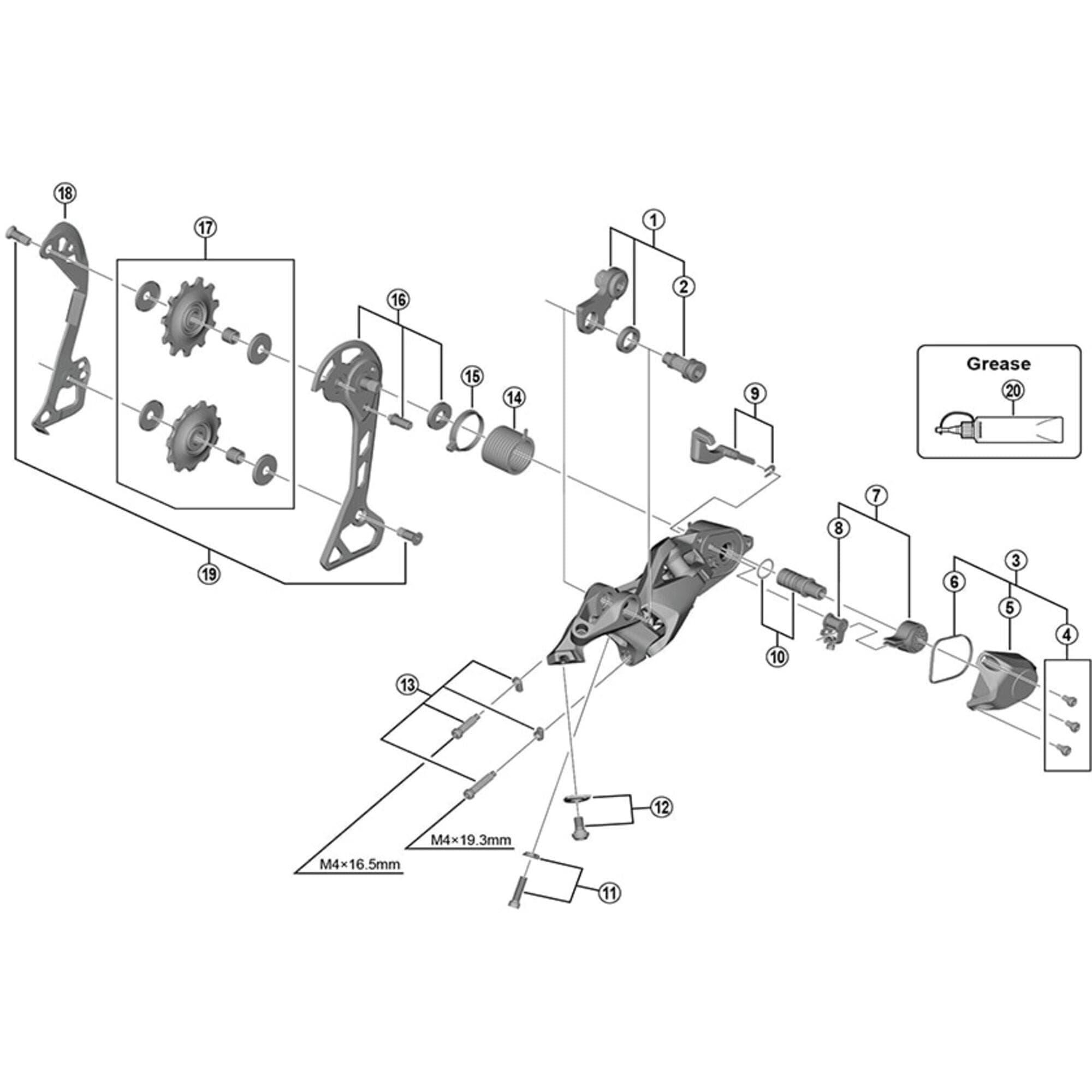 Shimano Spares Deore RD-M6000 tension and guide pulley set; GS