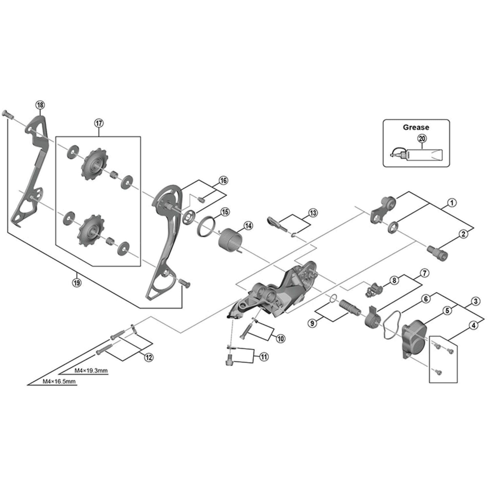 Shimano Spares Deore RD-M6000 tension and guide pulley set; SGS