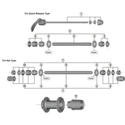 Shimano Spares FH-TY500 complete hub axle for quick release type, 146 mm