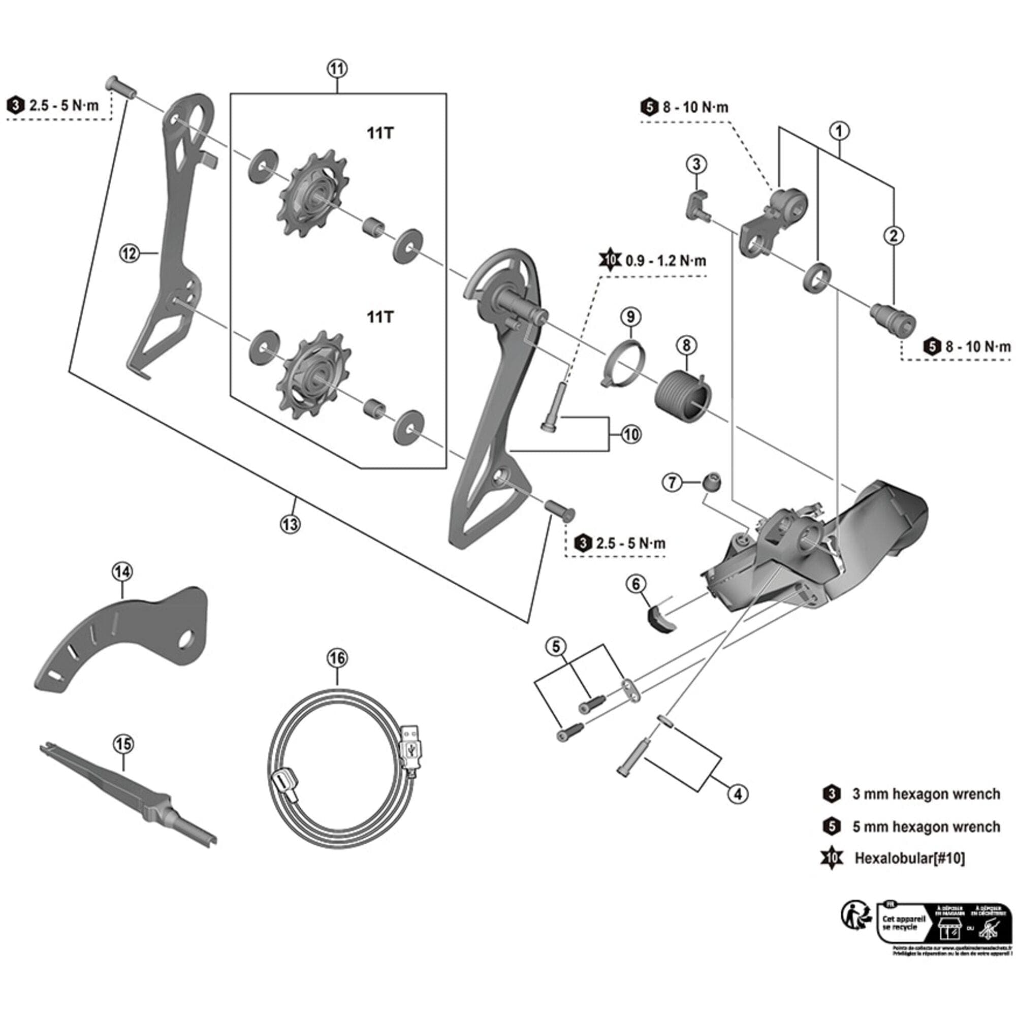Shimano Spares RD-R7150 tension and guide pulley set