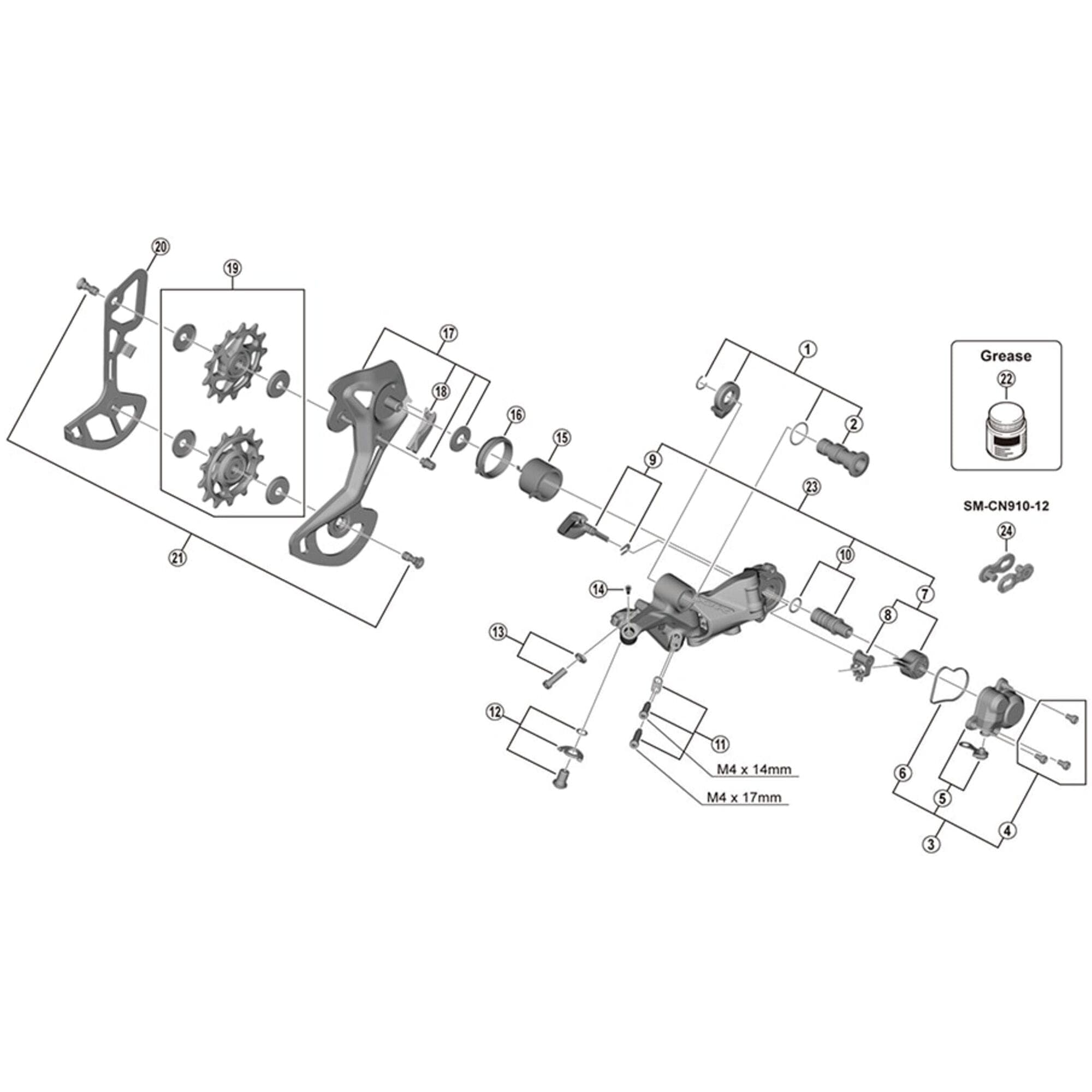 Shimano Spares RD-9000 pulley bolt; 2 piece