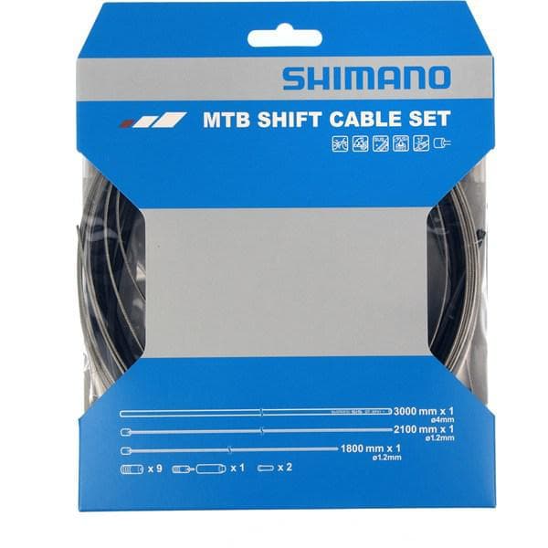 Load image into Gallery viewer, Shimano Spares MTB gear cable set; stainless steel inner wire; black
