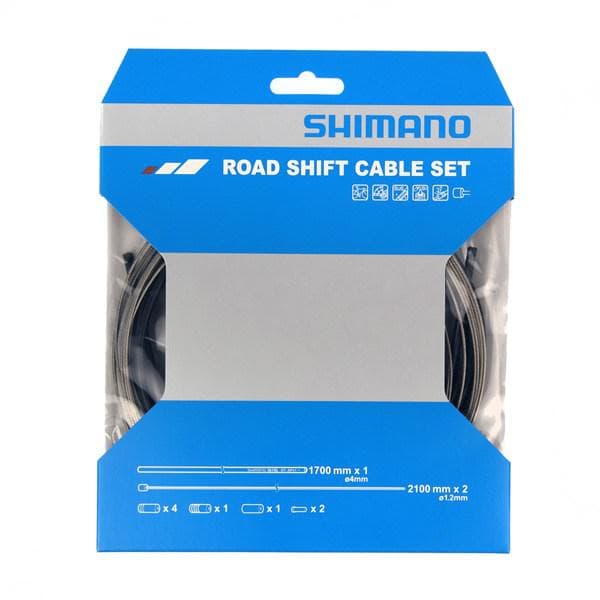 Load image into Gallery viewer, Shimano Spares Road gear cable set; stainless steel inner wire; black
