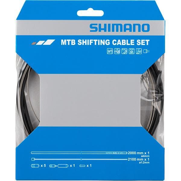 Load image into Gallery viewer, Shimano Spares MTB gear cable set for rear only; stainless steel inner; black

